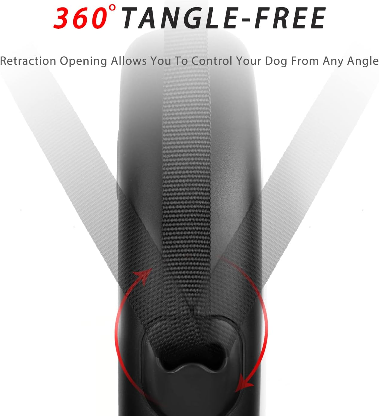 16Ft Retractable Dog Leash,Light Weight Leash for Small to Medium Dogs/Cats up to 50Lbs,Stainless Steel Spring Strong Nylon Tape, Tangle Free, One-Handed Brake.(Black) image number 3