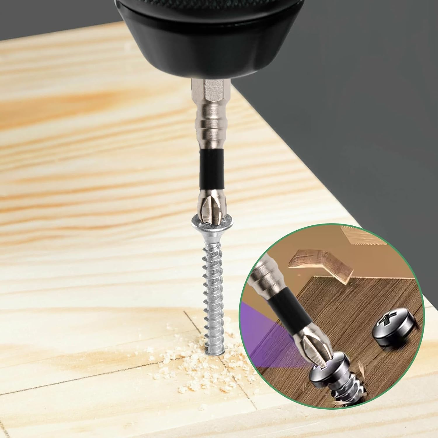 Vervesourced High Magnetic Screwdriver Drill Bits Set, Hexagonal Shank anti Slip, Electric Screwdriver Set, Suitable for Power and Hand Tools,6-Piece Alloy Steel Anti-Slip Drill Bits