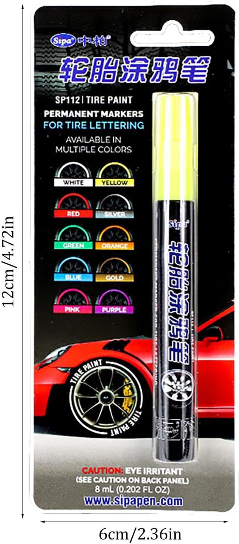 Tire Lettering Paint Pen &ndash; Waterproof Auto Marking Tool, Smooth Ink Touchup Marker | All Place Pen, Permanent Paint Stick for Writing on Tyres Glass Cans Stones Canvas Shoes Outdoor Courtyard Projec image number 1
