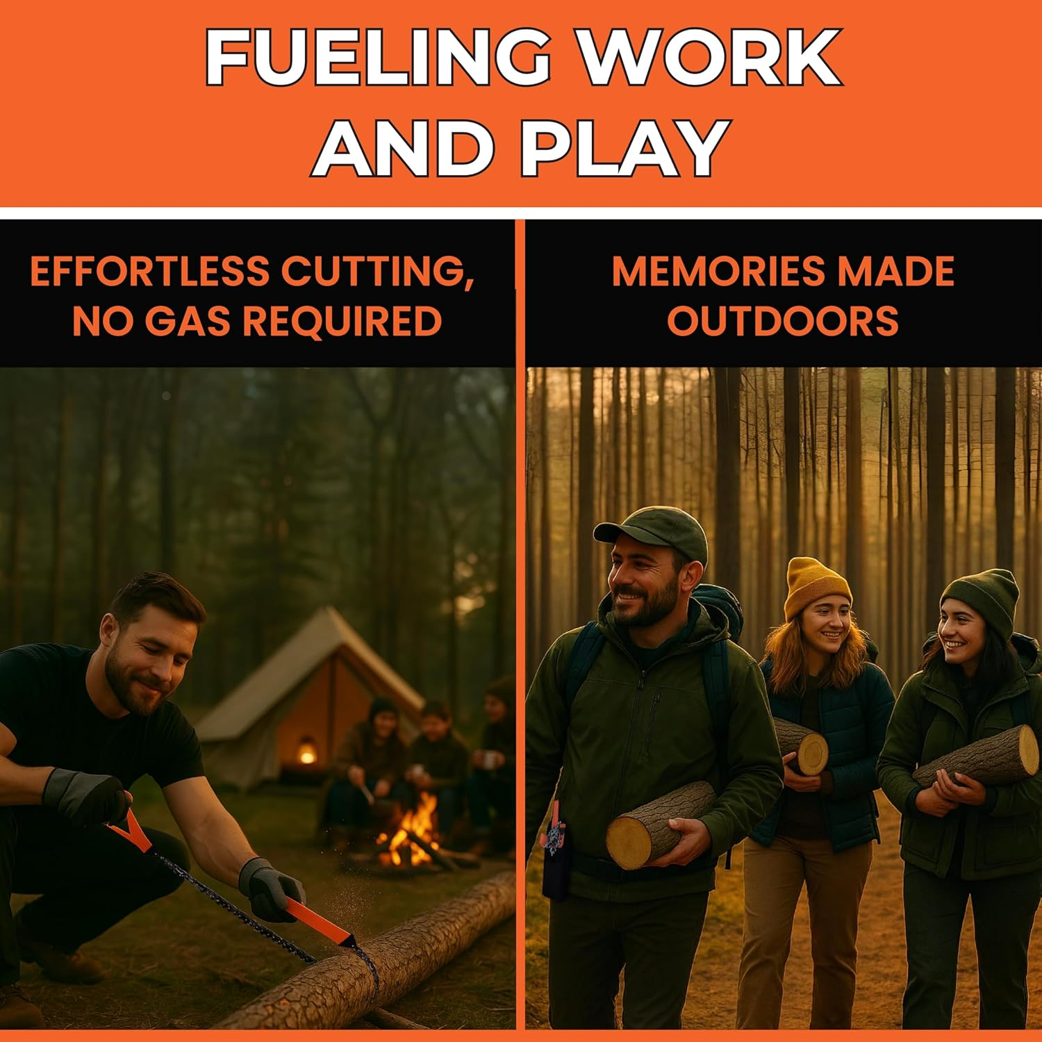 Pocket Chainsaw - 36 Inch Manual Hand Chain Saw - Pocket Saw with 48 Bidirectional Teeth - Camping Saw Survival Saw for Fast Easy Cutting - Wire Saw - Rope Saw - Cable Saw - Backpacking Gear Camp Saw