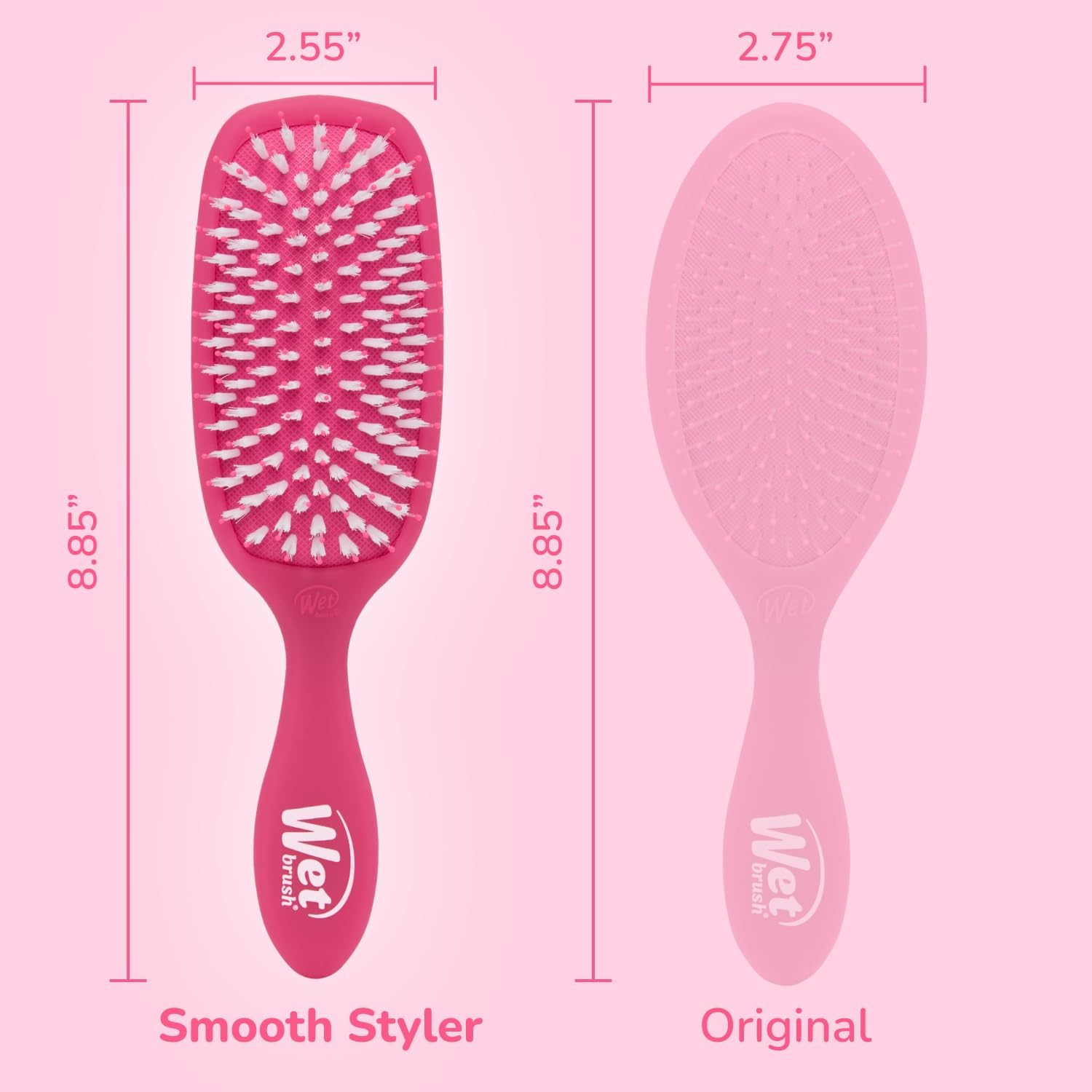Wet Brush Smooth Styler Hair Brush, Pink Frost - Exclusive Ultra-Soft Intelliflex Bristles - Synthetic Boar Bristles Leave Hair Shiny and Smooth for All Hair Types - for Women, Men, Wet and Dry Hair image number 5