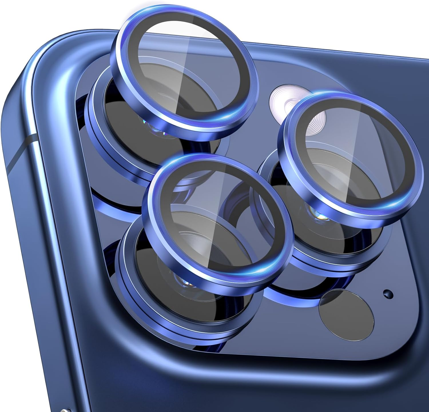 Cloudvalley [3] for Iphone 15 Pro / 15 Pro Max Camera Lens Protector, Ultra-Hd Tempered Glass Camera Cover [Case-Friendly] Metal Individual Lens Screen Protective Ring,Diamond Natural Titanium