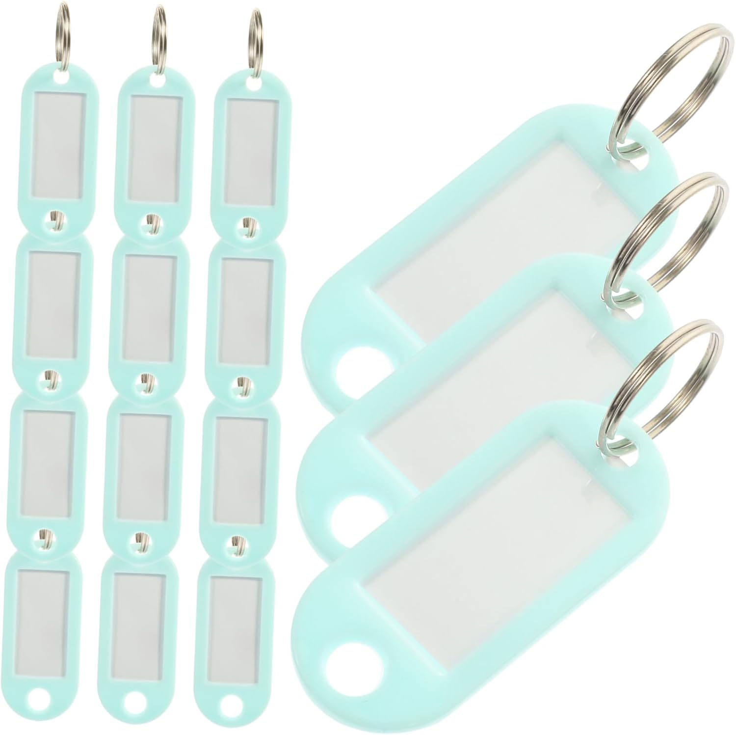DIKACA 15Pcs Hanging Keychain Labels with Reusable Inserts Creative Key Tags for Organizing Keys Luggage School Bags and Travel Accessories Mint Green Classification Pendants image number 6
