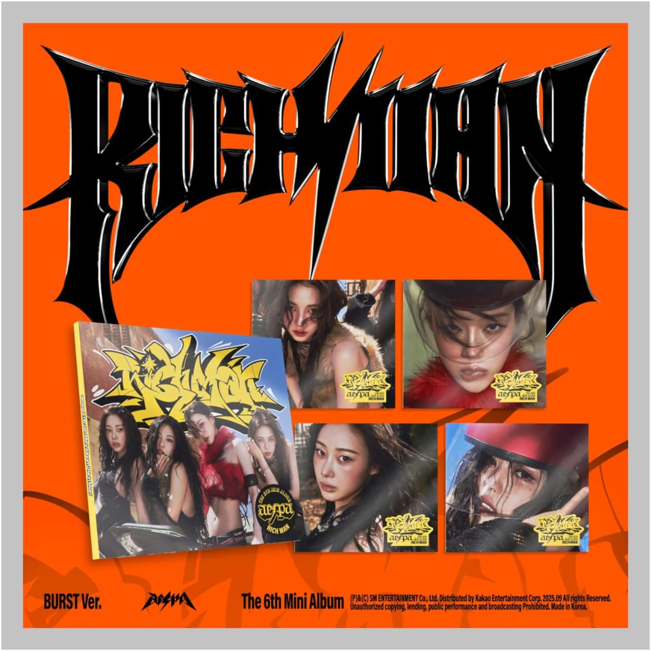 Aespa Rich Man 6Th Mini Album with Tracking Sealed (RICH MAN BAG 2 Version Set) image number 2