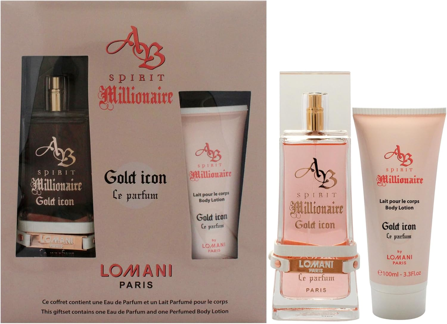 AB Spirit Millionaire Le Parfum Gold Icon by Lomani for Women - 2 Pc Gift Set 3.3Oz EDP Spray, 3.3Oz Body Lotion image number 6