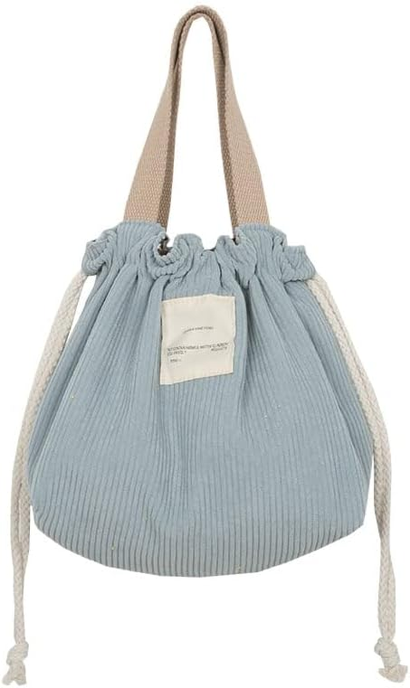 XINGNIAO Portable Drawstring Corduroy Bento Lunch Bag Japanese Style Bento Box Carrier