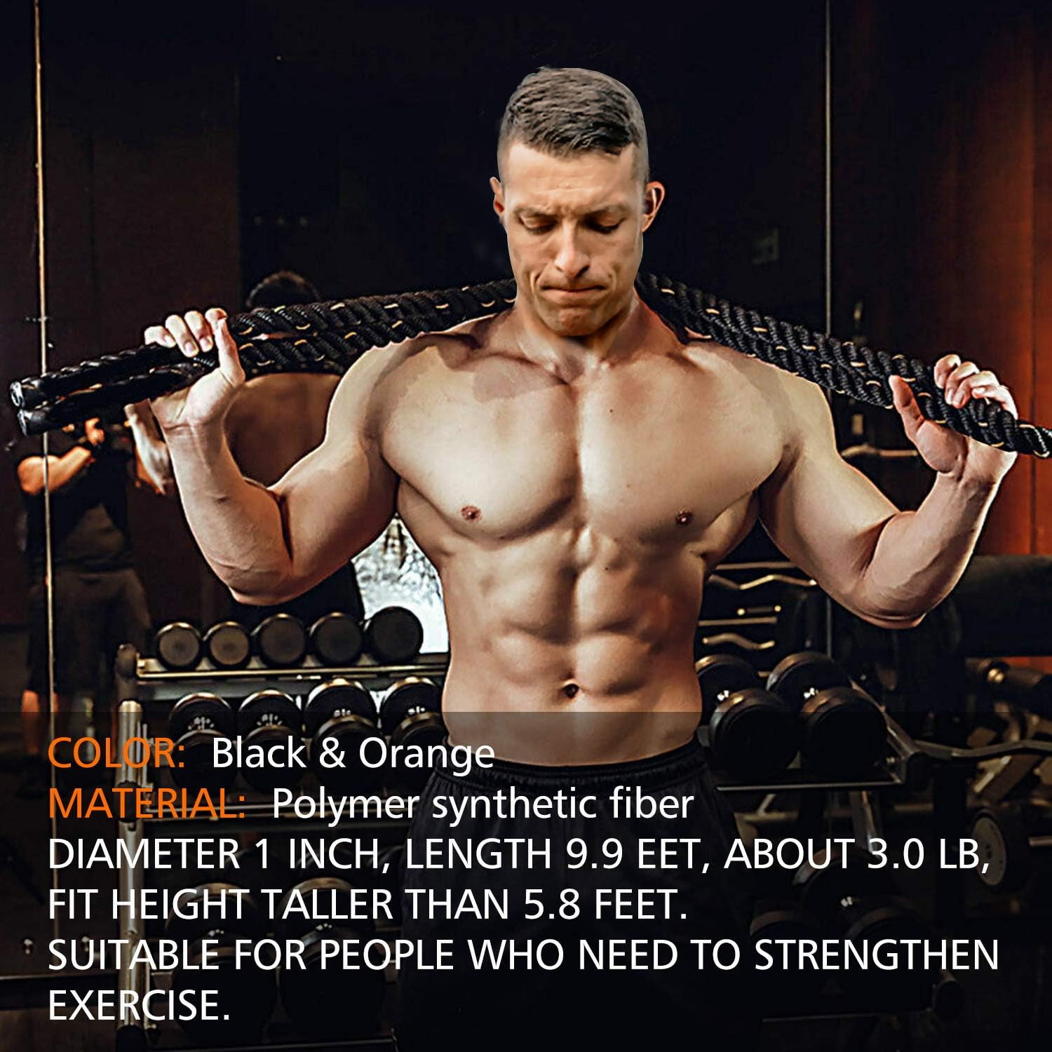 Heavy Jump Ropes for Fitness 2Lb/3Lb/5Lb,Weighted Adult Skipping Rope Exercise Battle Ropes for Men & Women,Total Body Workouts, Power Training in Gym to Improve Strength and Building Muscle image number 5