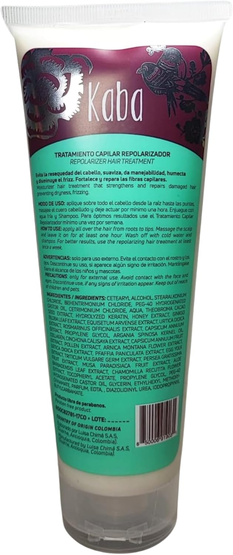 Kaba Hair Treatment Mask for Dry Damaged Hair, Made with Natural Extracts, Promotes Growth, Deep Conditioning, Restores Vitality & Frizz Control, 7.8 Oz image number 1