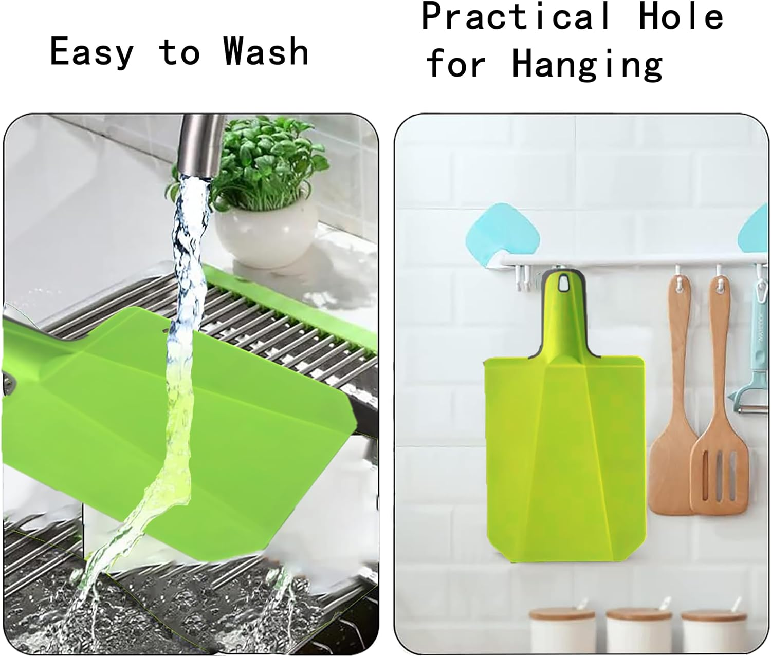 Folding Cutting Board(Green+Gray), Non-Slip Design, Portable, Lightweight, Easy to Clean, Folding, Use to Cut Fruits, Salad, Cakes. Non Slip Surface, Dishwasher Safe (Green+Gray) image number 6