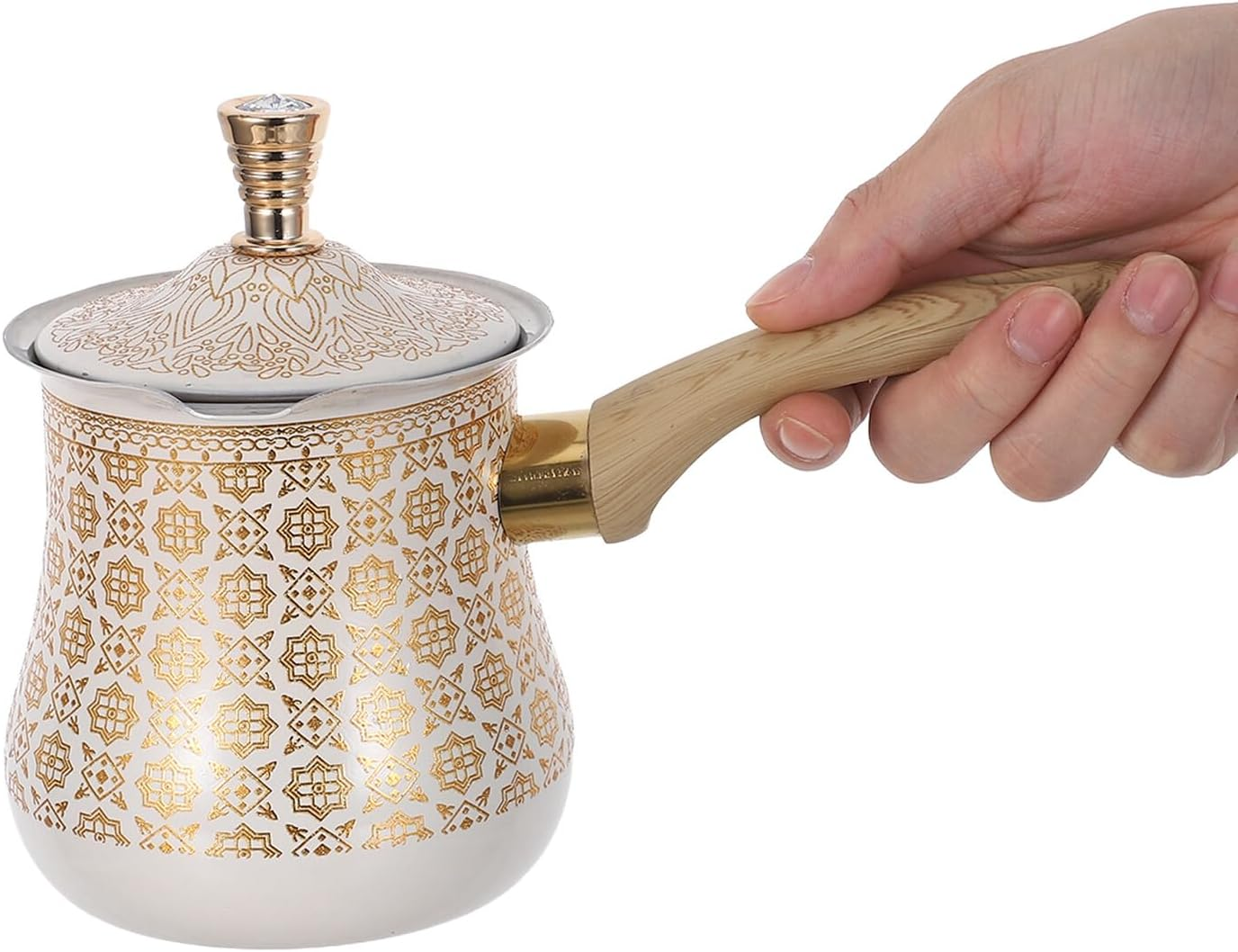 BRIGHTFUFU Stainless Steel Turkish Coffee Pot 720Ml with Lid &ndash; Handheld Mocha Coffee Maker and Stovetop Espresso Pitcher for Milk, Butter, and Chocolate Warming, Suitable for Home and Camping image number 4