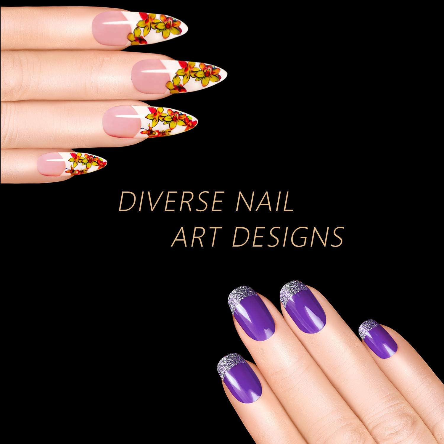 Blulu 400 Pieces Replacement Refill Nail Tips False Nail Tips for Flexible Nail Training Hand Practice Fake Nail Hand Nail Display Manicure Supply DIY Nail Practice (Brown) image number 4