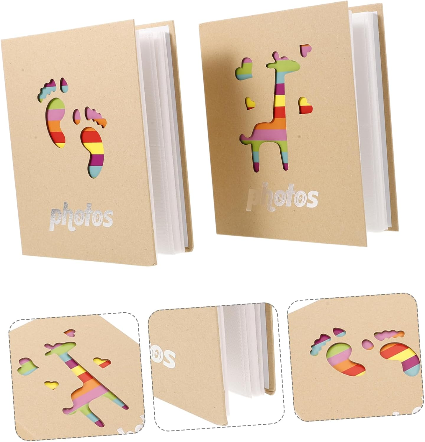 Healifty 2Pcs Photo Album Keepsake Growth Album for Toddlers Cute Giraffe for Cherishing Memories and from Birth to Age image number 5