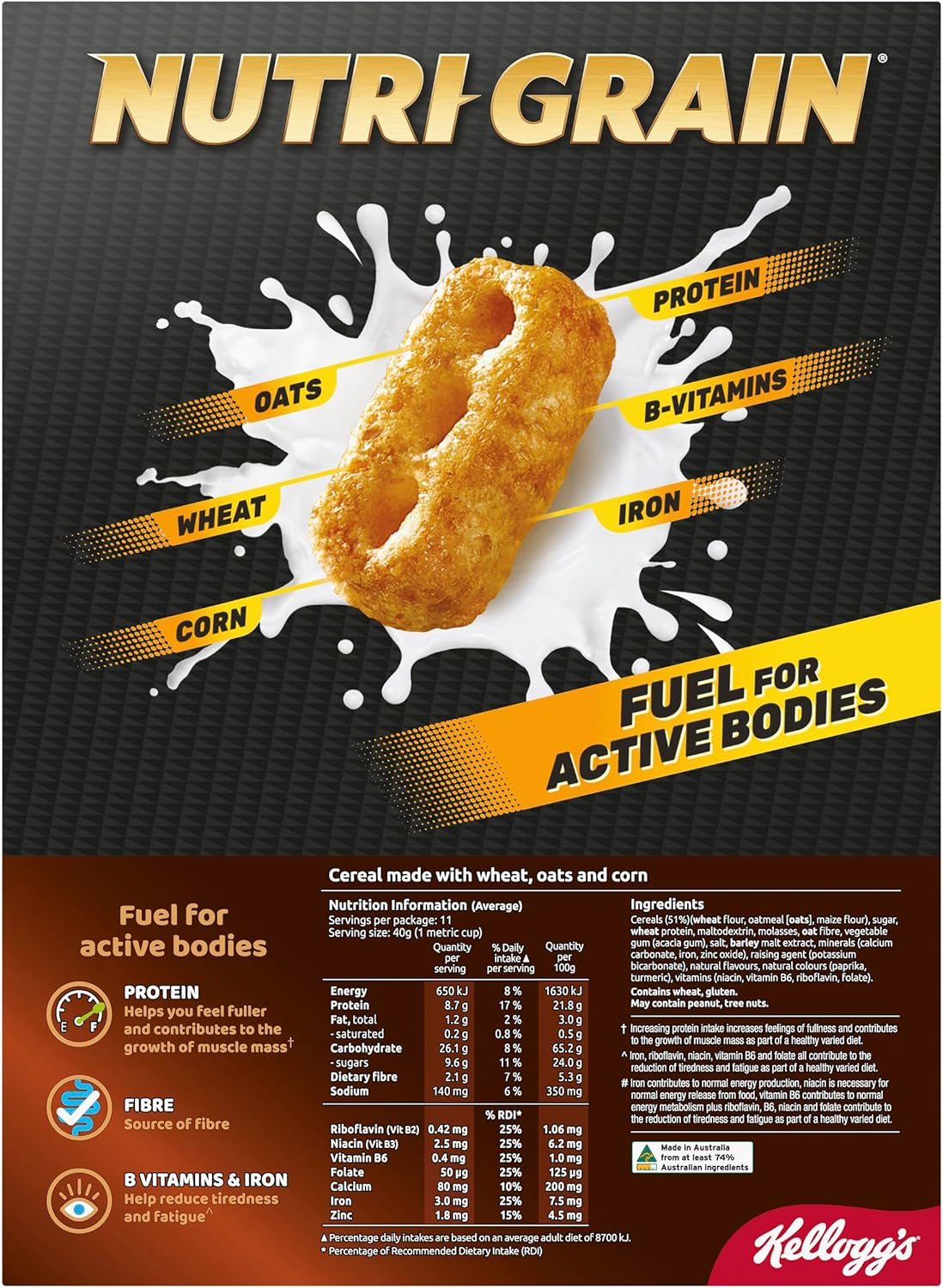 Kellogg'S Nutri-Grain Original Breakfast Cereal 470 G image number 3