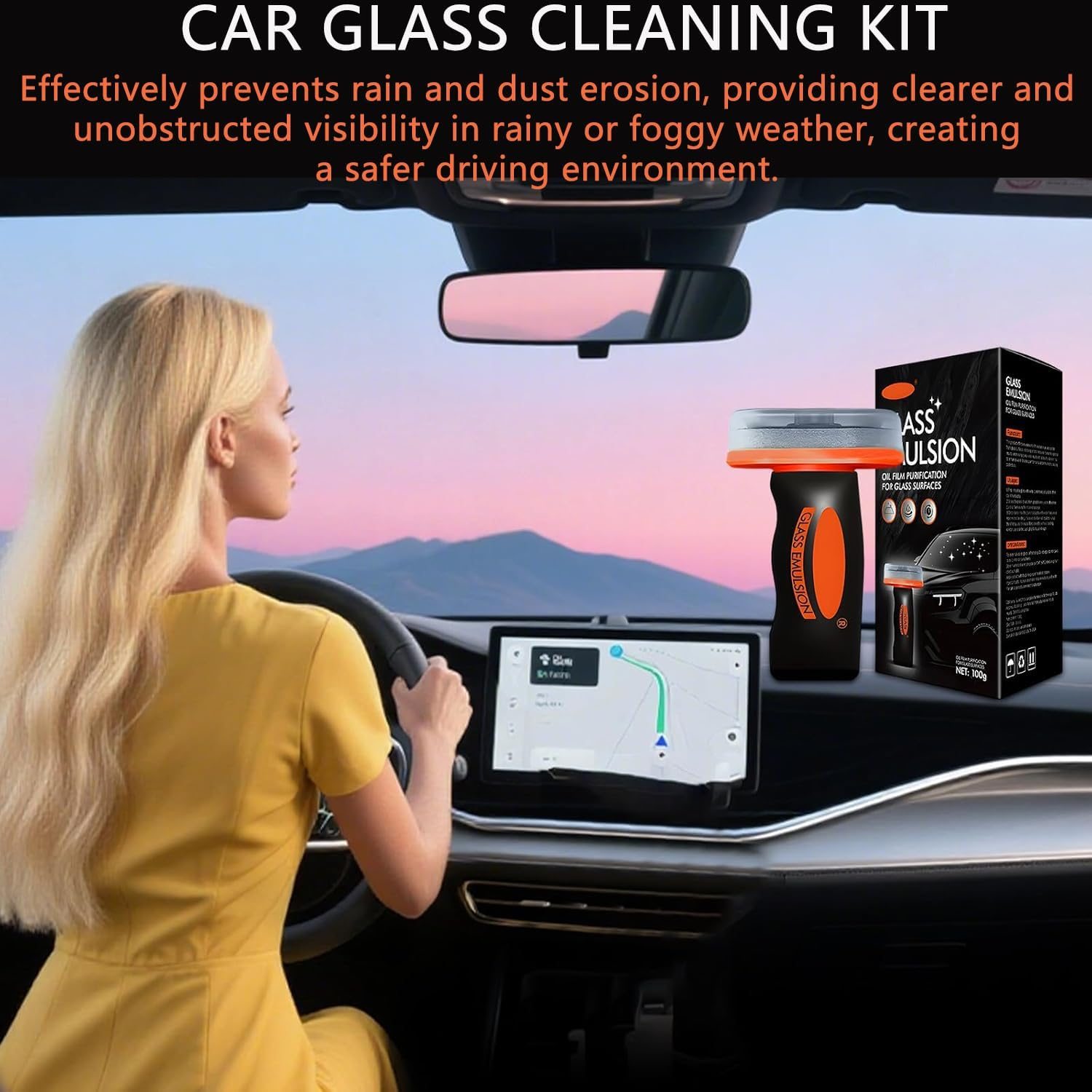 Car Glass Oil Film Cleaner Brush，Windshield & Mirror Tool, Removes Film & Smudges, Boosts Clarity for Safe Drive image number 2