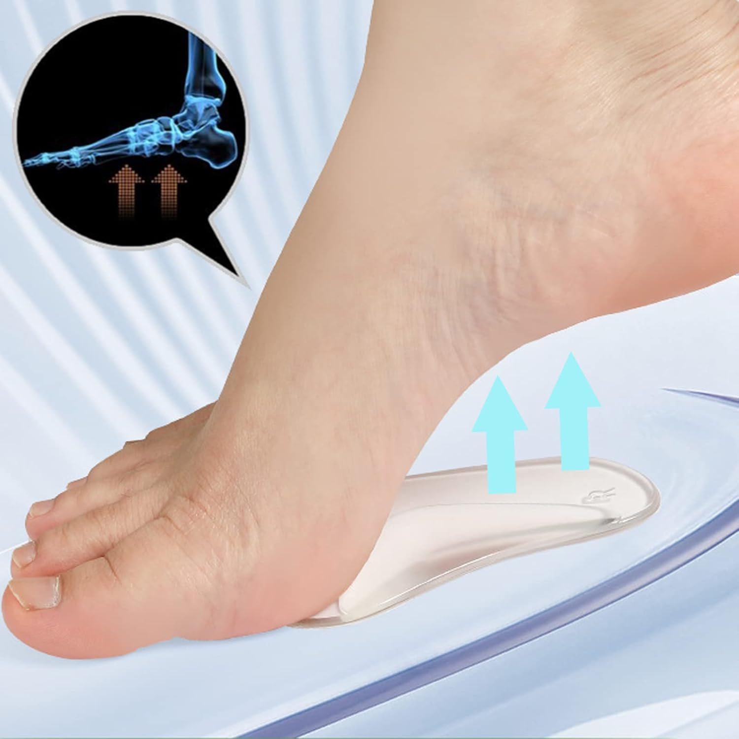 [4 Pairs] Arch Support Shoe Insoles for Flat Feet, Gel Arch Inserts for Plantar Fasciitis, Adhesive Arch Pad for Relieve Pressure and Feet Pain (Clear)