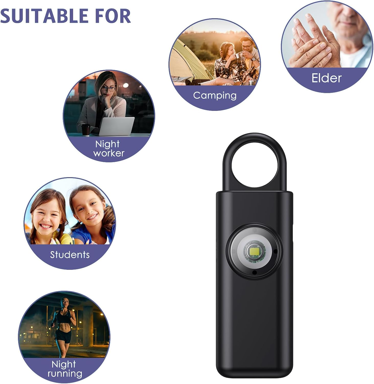 OQIMAX Personal Safety Alarm Keychain,130Db Loud Personal Alarm Police Approved with LED Flashlight, Rechargeable Small Personal Panic & Rape Alarm Keyring for Students, Girls, Kids image number 5