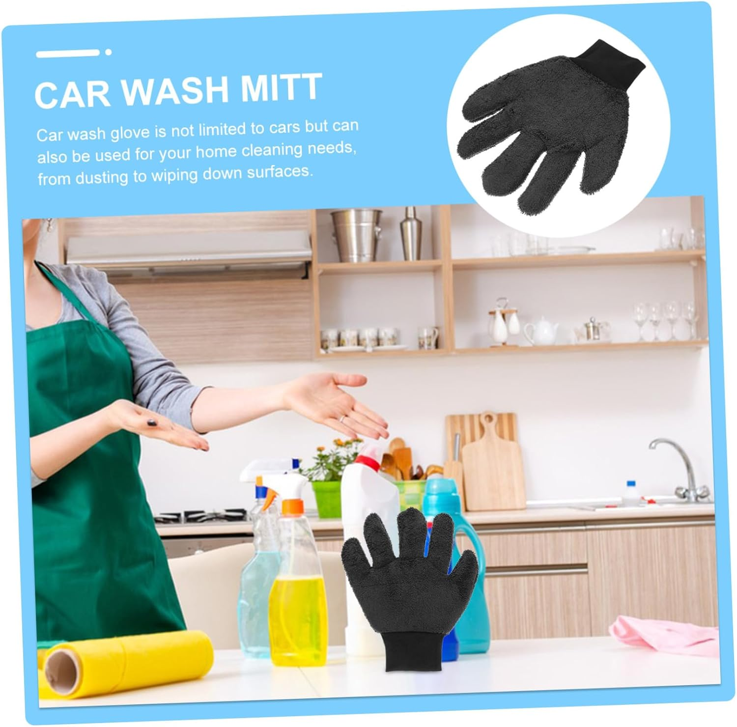 Happyyami Car Wash Glove Thickened Coral Fleece Microfiber Mitt Cleaning Lightweight Automotive Exterior Care Mitten for Gentle Vehicle and Home Use image number 3