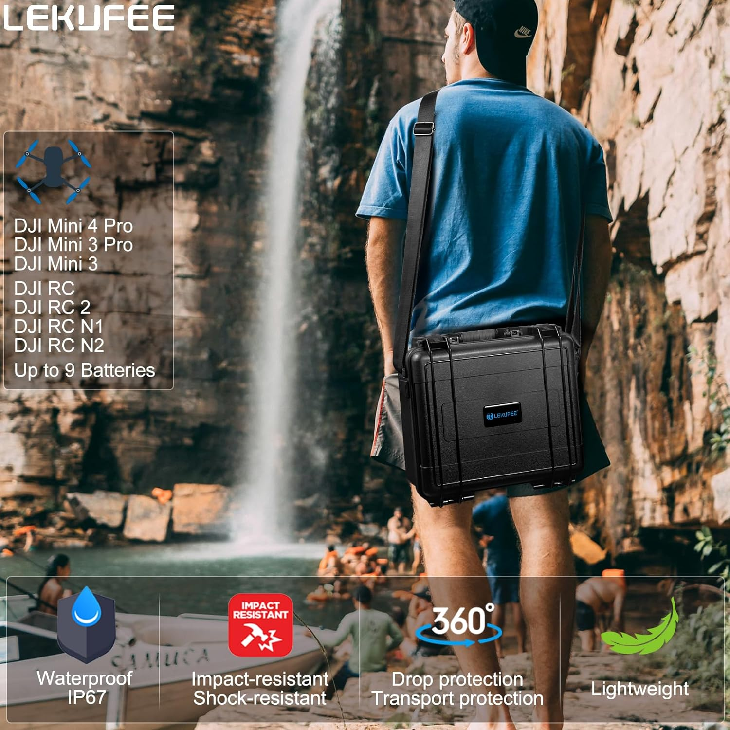 Lekufee Waterproof Hard Carrying Case Compatible with DJI Mini 4 Pro/Dji Mini 3 Pro/Dji Mini 3 Drone/Dji RC 2/DJI RC/DJI RC N2/N1 and More Accessories(Case Only) image number 3