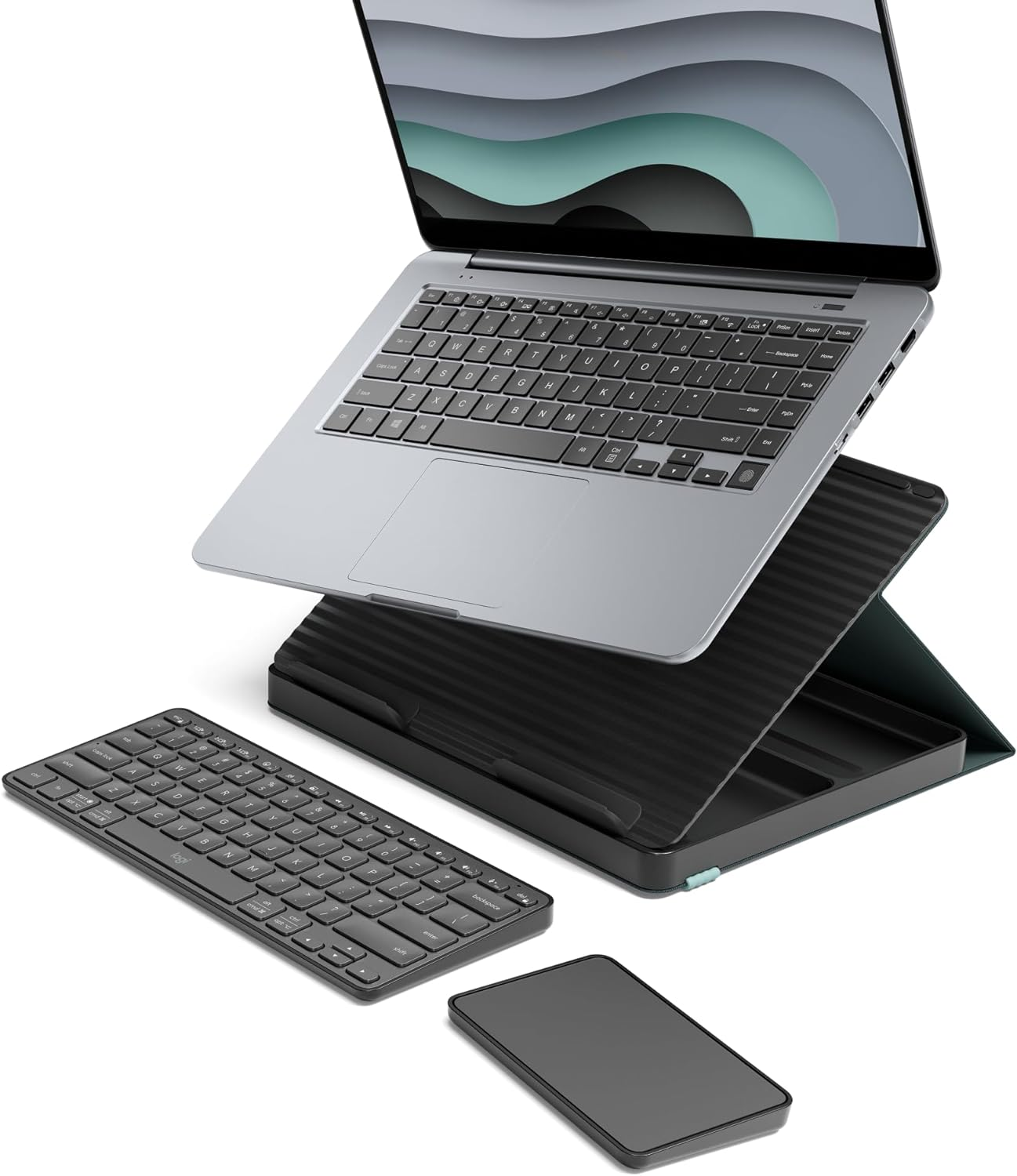Logitech Casa Pop up Desk Work from Home Kit with Laptop Stand, Wireless Keyboard & Touchpad, Bluetooth, USB C Charging, for Laptop/Macbook (10&rdquo; to 17&rdquo;) - Windows, Macos, Chromeos - Bohemian Blush