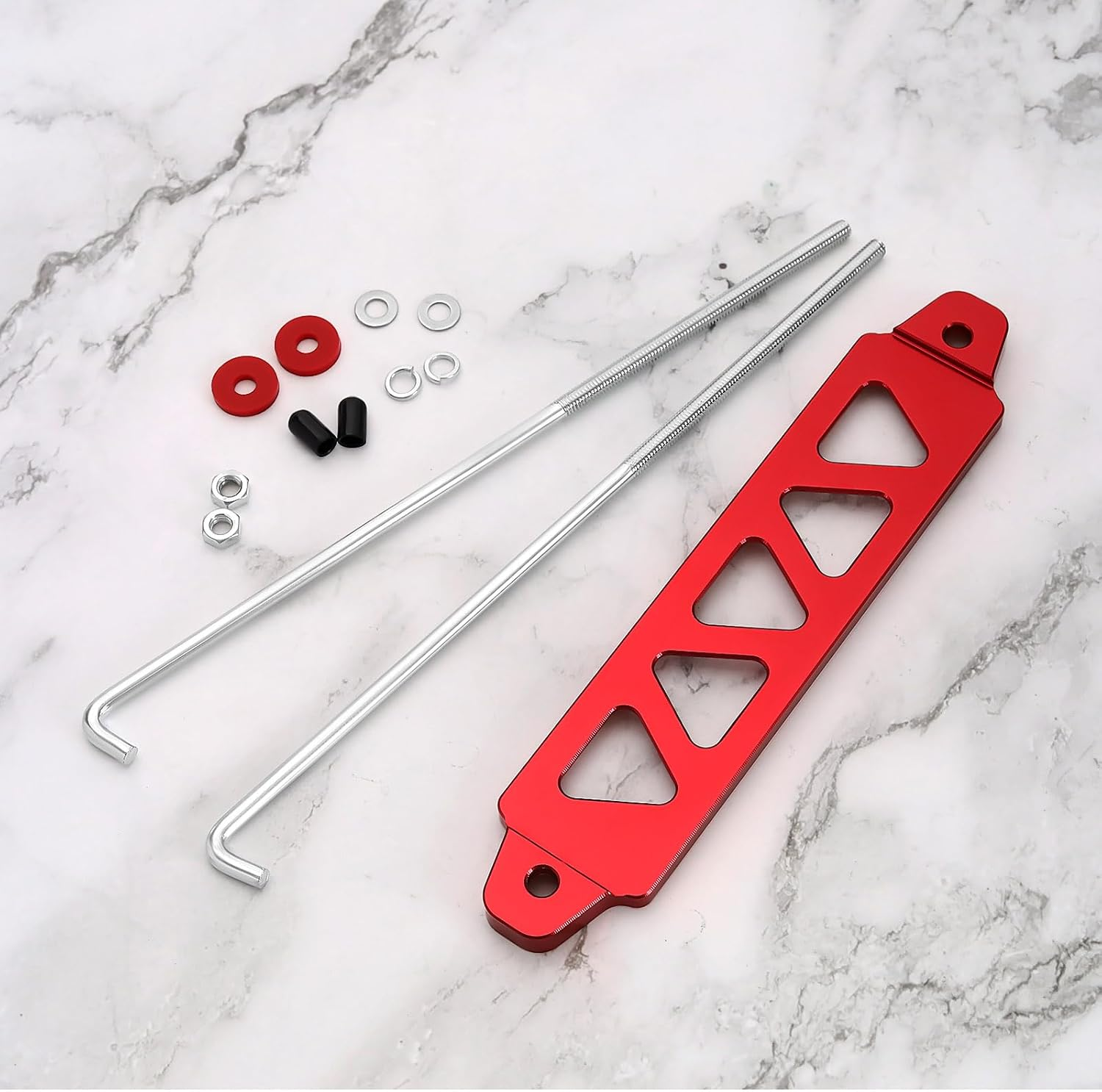 1 Set Five Holes Triangle Fixing Bracket Five Holes Triangle Stand Car Battery Holder Car Battery Retaining Bracket Automotive Battery Tie down Bracket, Red image number 3
