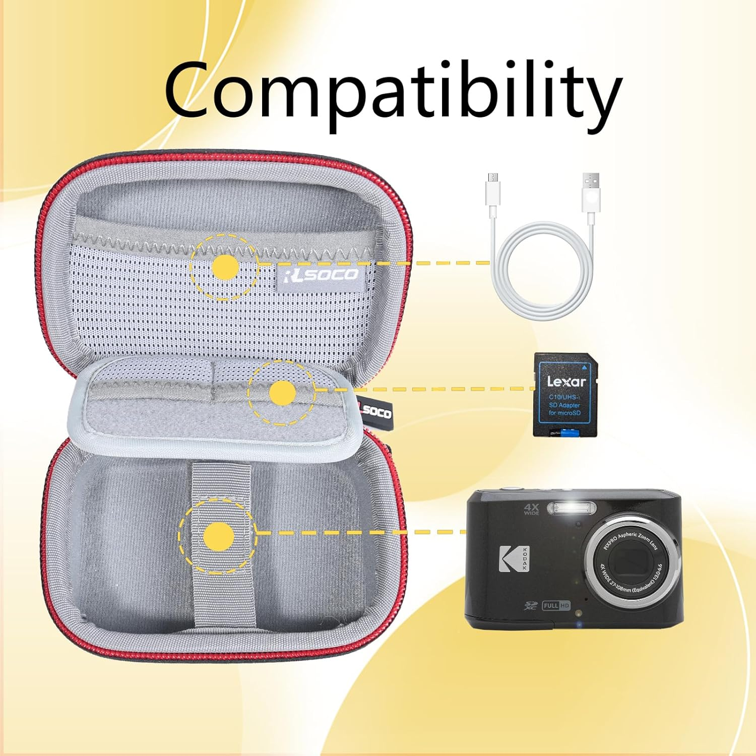 RLSOCO Case for Kodak PIXPRO FZ55/FZ45/FZ53/FZ43/FZ41 Digital Camera, Travel Carrying Case, Drop Protection and Water Resistant (Case Only) image number 5