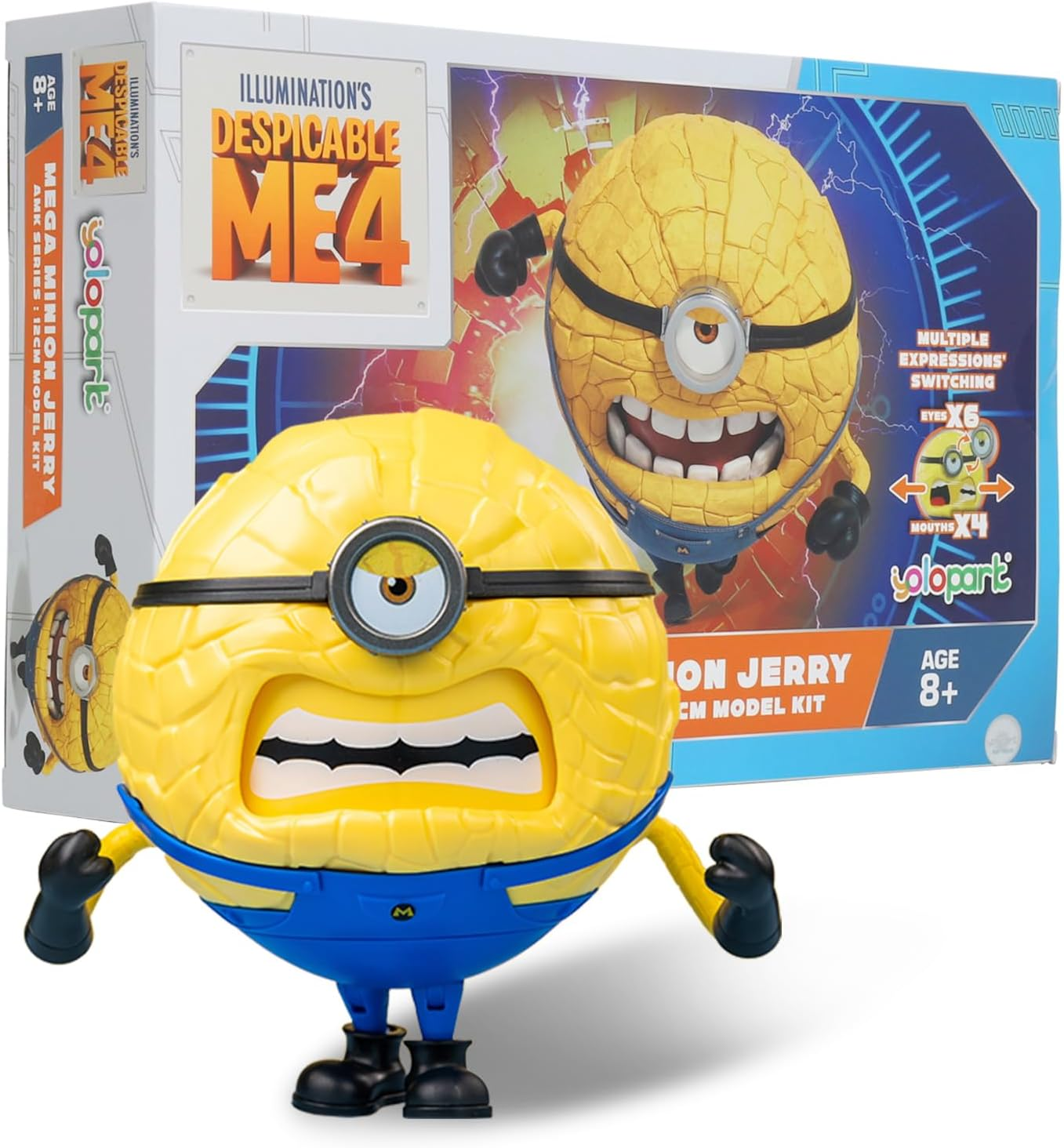 Minions Despicable Me 4 Toys, 4.7 Inch Mega Dave Action Figures,6 Interchangeable Expressions and Hidden Pockets Minion Model Kits,Gifts for Kids Ages 8 Years & Older
