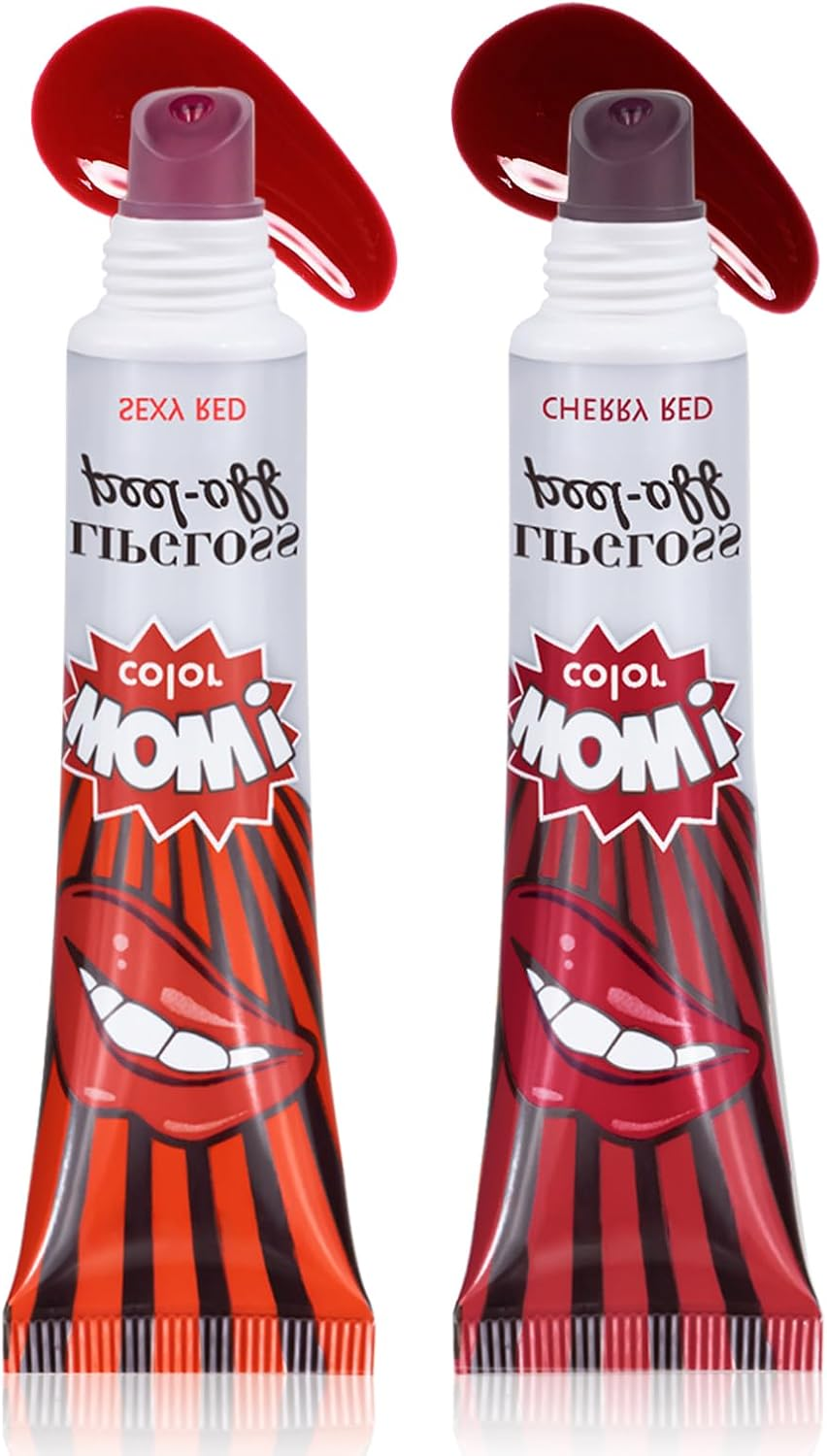 DAGEDA 2 Colors Peel off Lip Stain, Matte Finish Tattoo Lip Gloss, Lip Stain Peel Off, Lip Tint Transfer Proof and Waterproof Tattoo Magic Color Lip Liner, Non Stick Color Peel off Lip Mask(02+03)