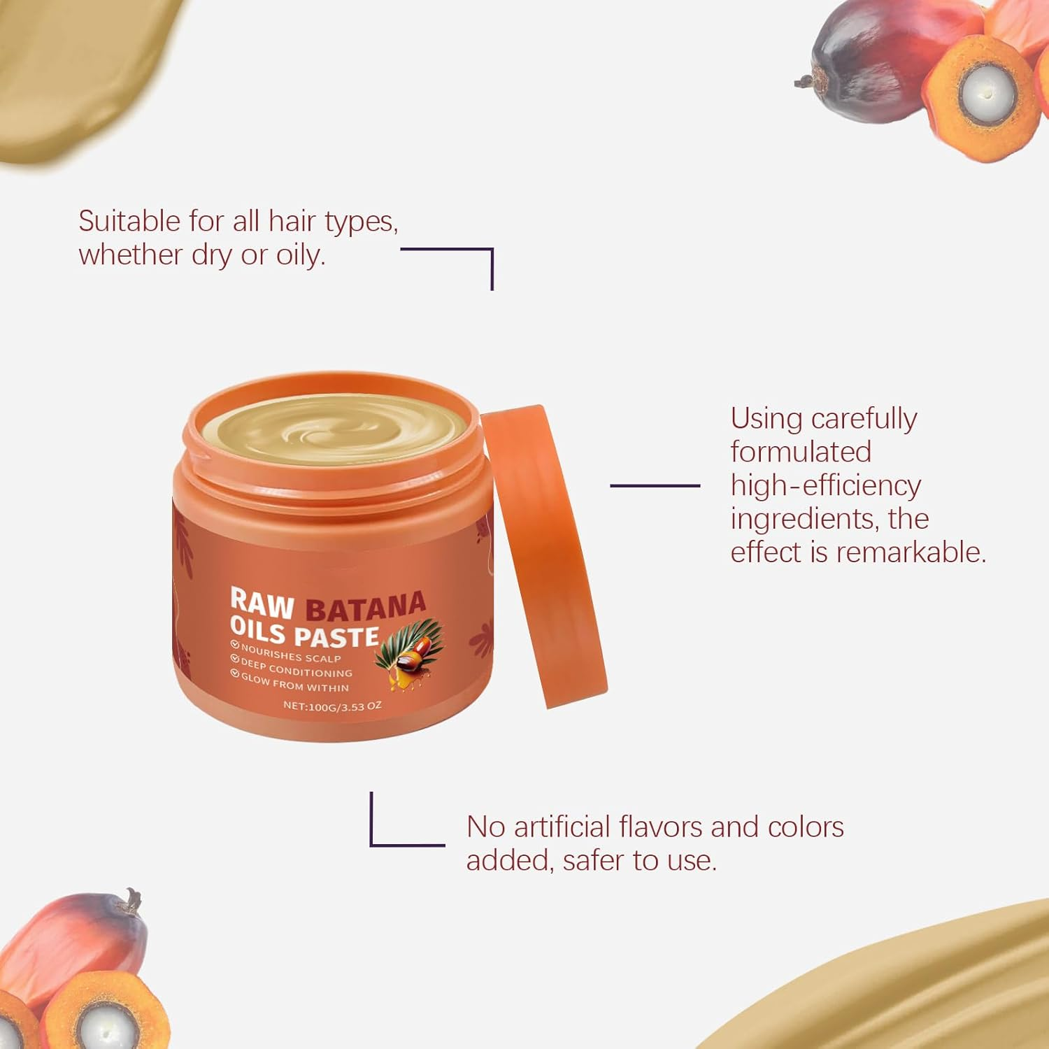 Raw Batana Oil Paste for Hair &ndash; 2025 New Raw Batana Oil Paste for Thicker, Stronger, Healthier Shine, Prevents Hair Loss, Repair Split Ends & Nourishes Hair Roots for Men & Women (1)