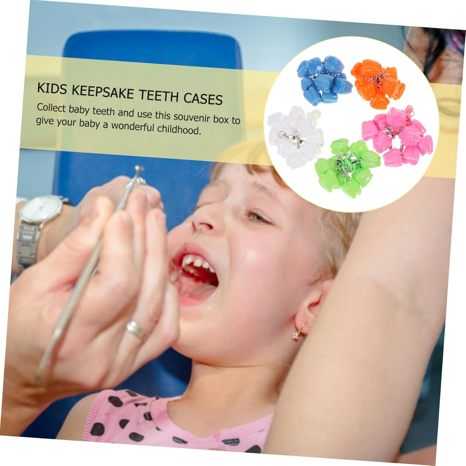 YARNOW 50Pcs Boy Girl'S Dental Box Teeth Organizer Box for Keepsake Teeth Storage Lovely Storage for Keeper Saver Case for Newborn Keepsake Organizer Random image number 6