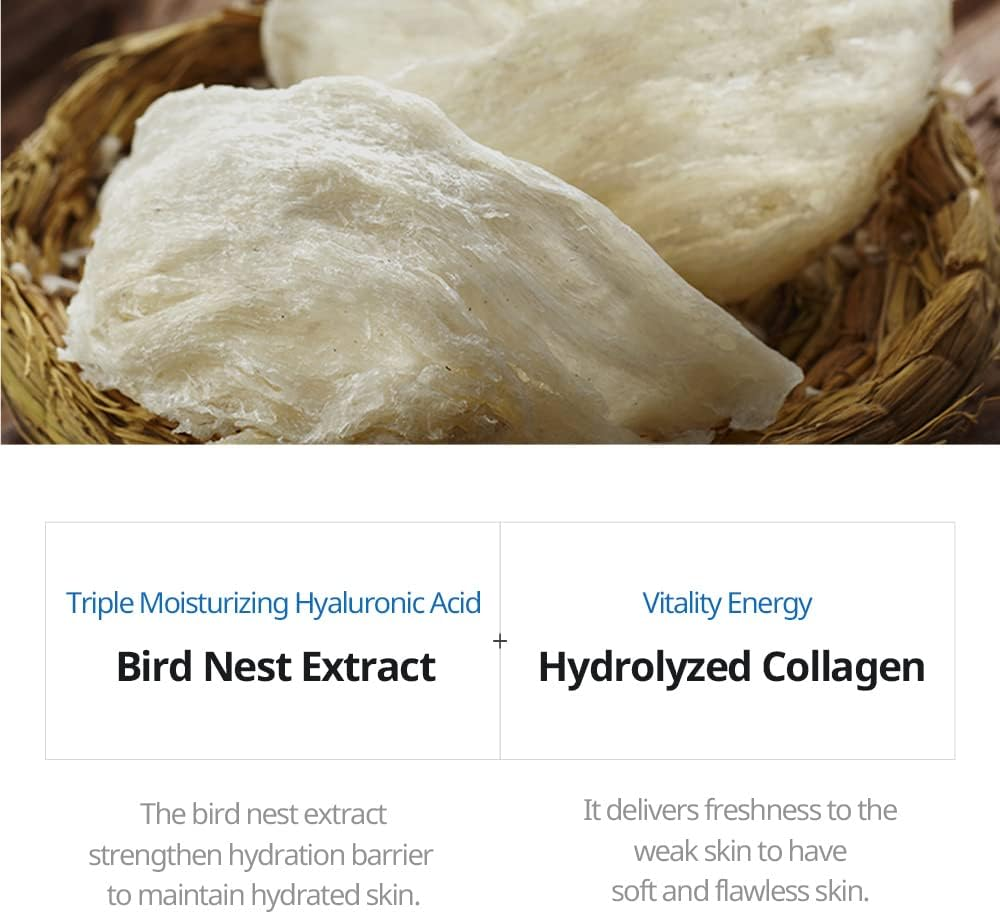 Jmsolution Active Birds' Nest Moisture Mask - Korean Skincare Facial Mask - Collagen 10 Sheets for All Skin Types