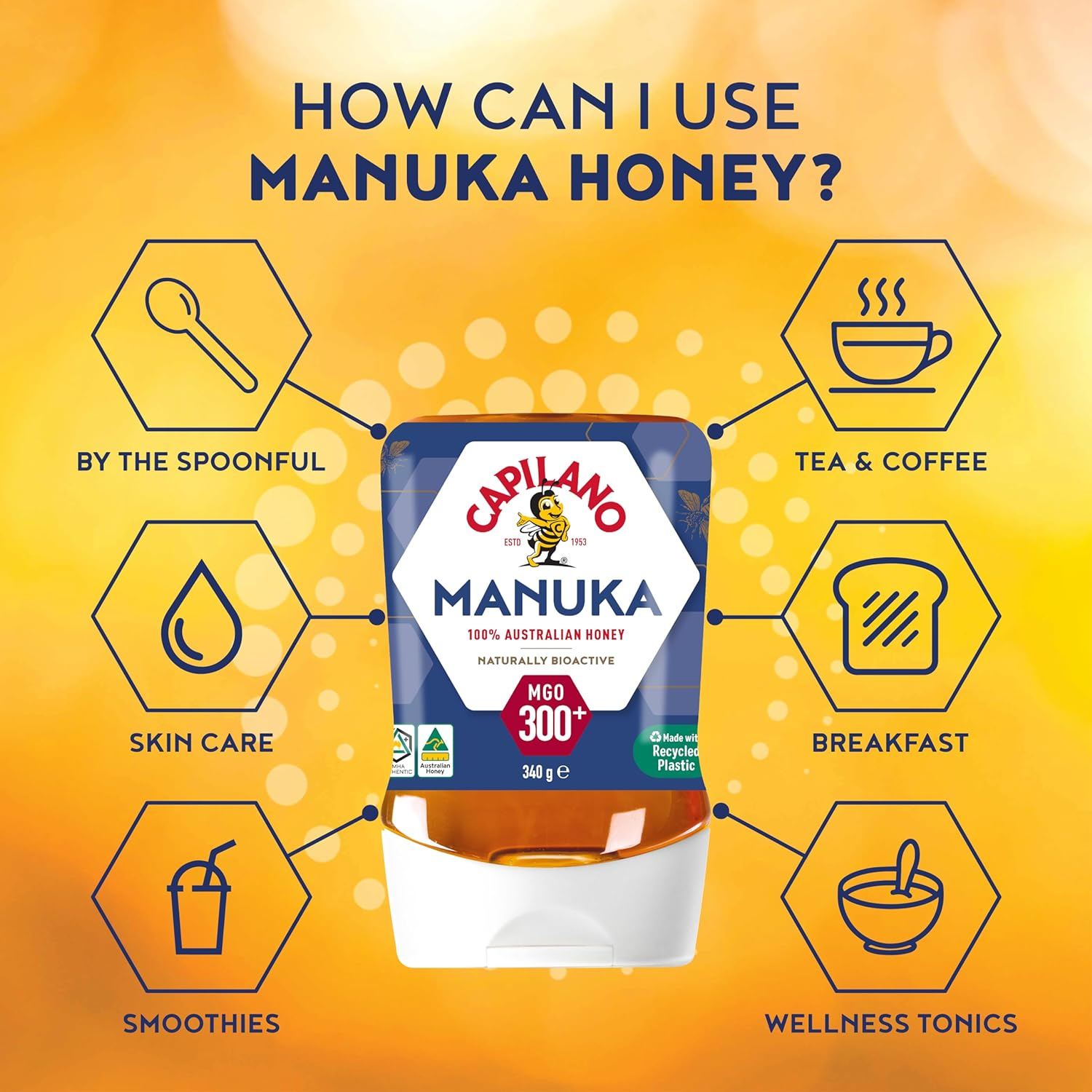 Capilano Active Manuka, 100% Pure Australian, Premium, MGO300+, 340G image number 5