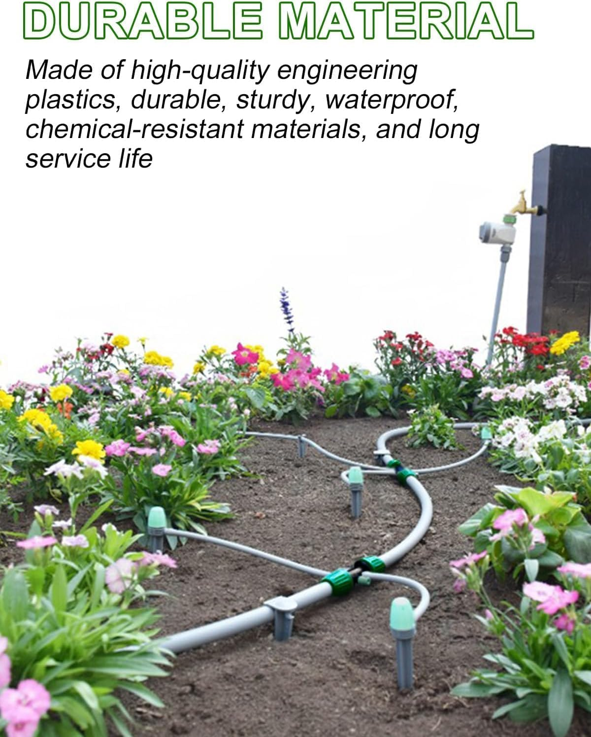 Kalolary 20PCS Barbed Tee 1/2" to 1/4" Drip Irrigation Fittings, Anti-Drop Barbed Hose Parts Connectors for 12Mm/16Mm to 4Mm/7Mm Drip Systems 6 Way Adapter（Green） image number 4