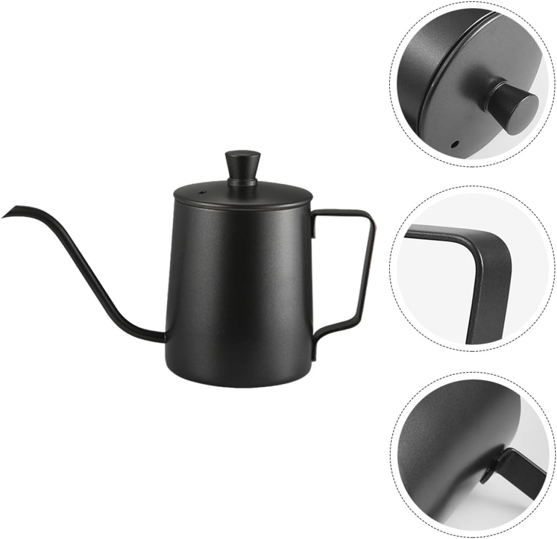 PERSELOSO Stainless Steel Mini Coffee Kettle with Lid Black Teakettle for Home Use Practical and Clean Water Pot for Tea and Coffee Brewing Compact and Design image number 3