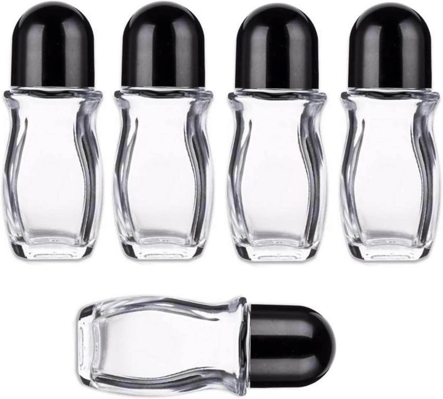 Taicols Glass Roller Bottles, 5 Pcs Empty Clear Glass Roll-On Bottles with Roller Ball, Deodorant Essential Oils Roller Vial Jars/Bottles, Essential Oil Roller Bottles (Gold(50Ml))