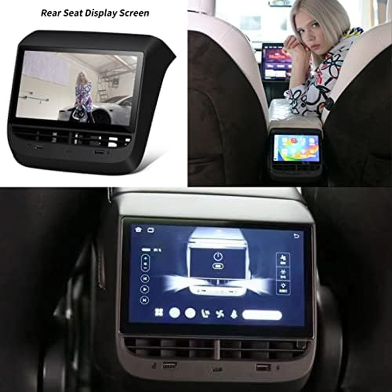 Rear Seat Display Screen, 7'' 1024X600 Touch Screen Android 12 Wifi Rear Passenger Display 32GB ROM Climate Media Control with Seat Heating and Adjustment for Tesla Y image number 2