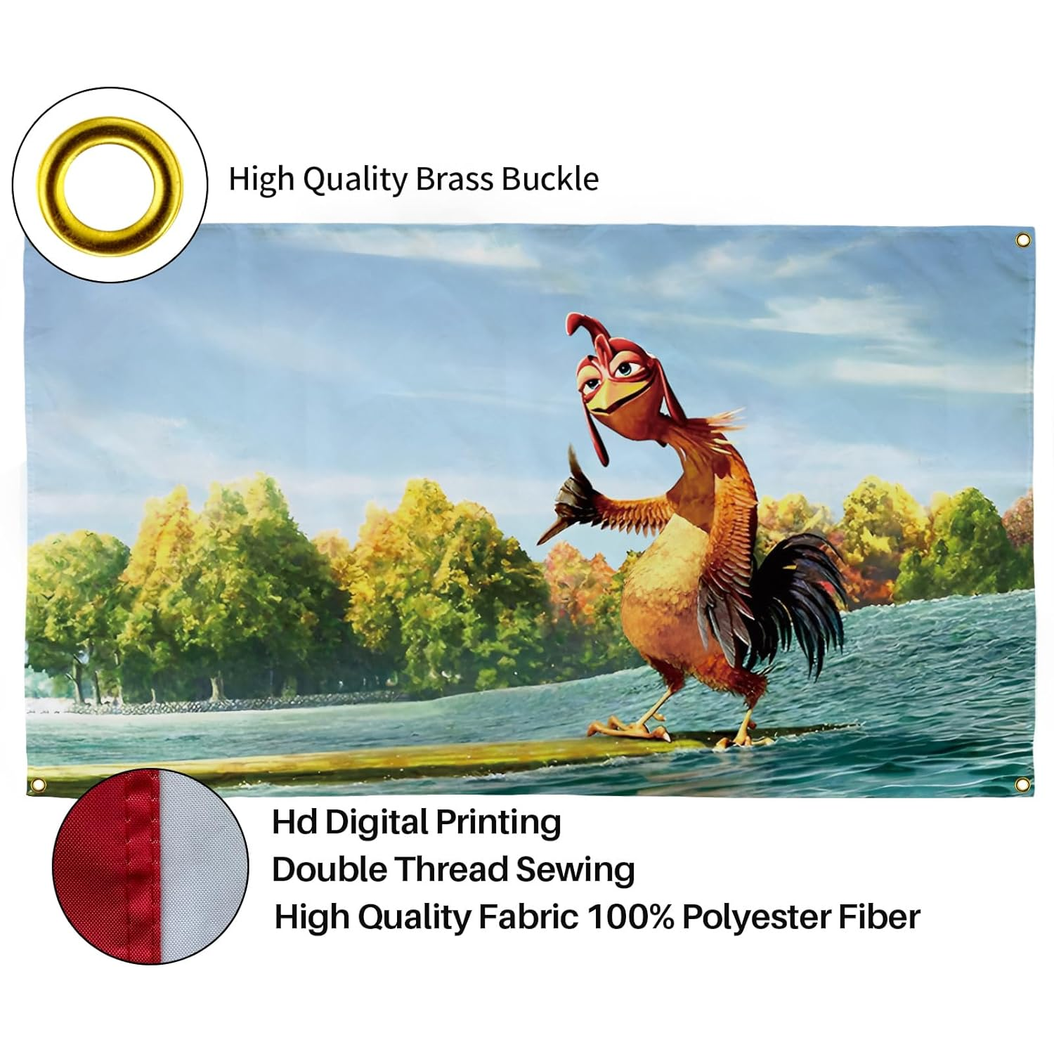 Gerrit Chicken Joe Flag 3X5 Ft Double Sided Printing Hd Patterns Flags for Bedroom Xavier Wulf Tapestry Funny Flags Banner Man Cave University Dormitory Family 100% Polyester, Black image number 5