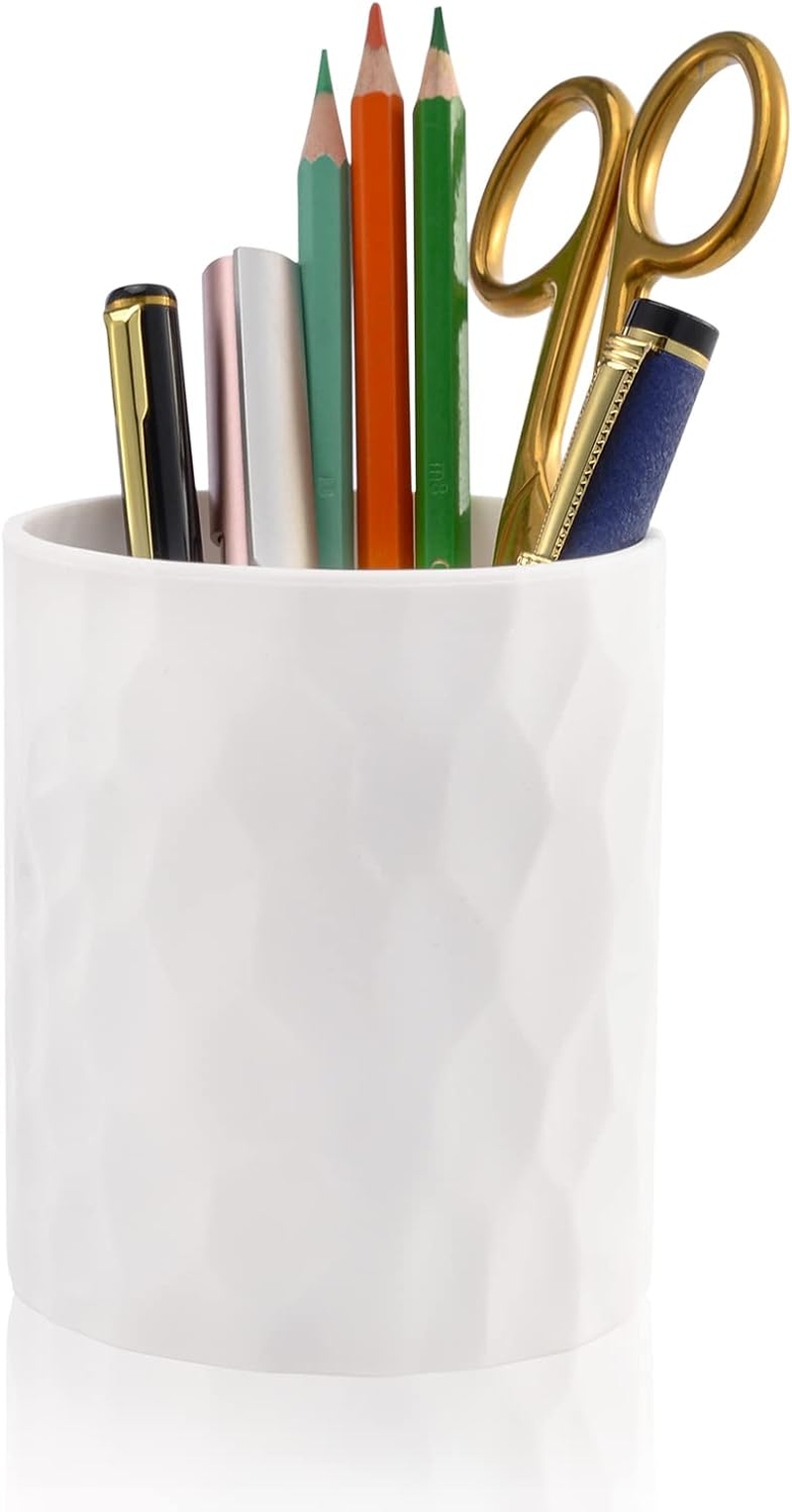 Minimaliving Pen Holder,Nordic Style Silicone Waterproof Pencil Holder for Desk Simple&Modern Minimalist Makeup Organizer Multifunctional Office Supplies for Home,Kids and School (White) image number 2