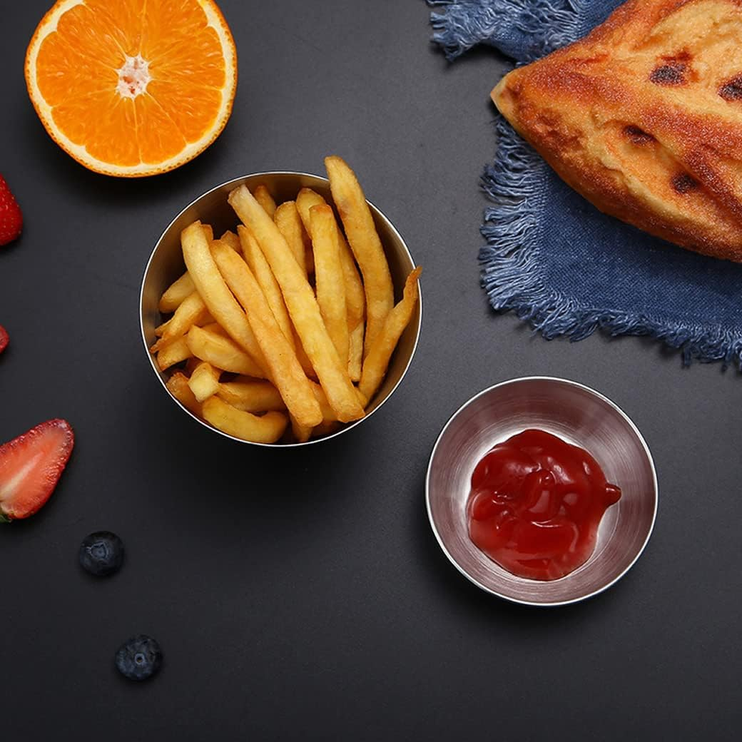 8 Pcs Stainless Steel Sauce Dishes,Dipping Bowl Dish Bowl, Salad Ketchup Dipping Bowl, Dipping Tray, Stainless Steel Butter Condiment, Mini Appetizer Tray for Home, Restaurant, image number 6