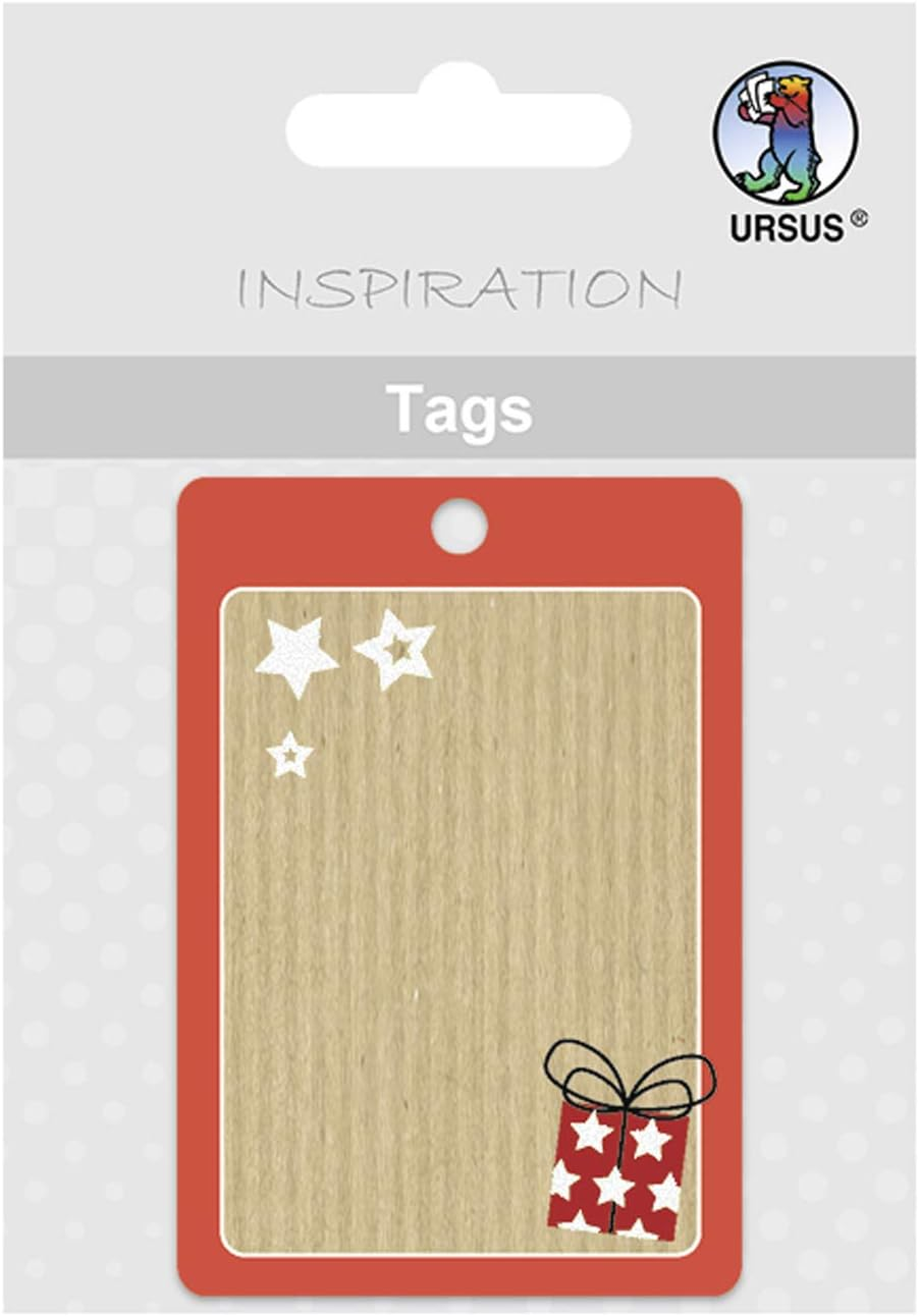 Ursus 56710015 Candy Cane Gift Tags Pack of 8 Approx. 3.45 X 7.5 Cm Printed on Both Sides Partially Finished with Glitter Front Ideal for Decorating Gifts image number 1
