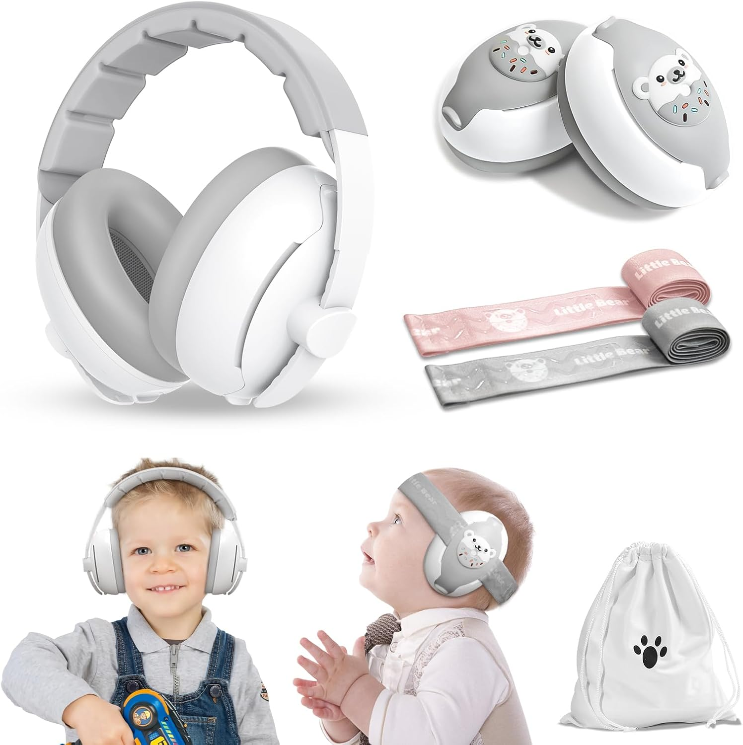 Baby Ear Muffs, 2-In-1 Baby Noise Canceling Headphone, Hearing Protection for Babies 0-48 Months, Adjustable Headband