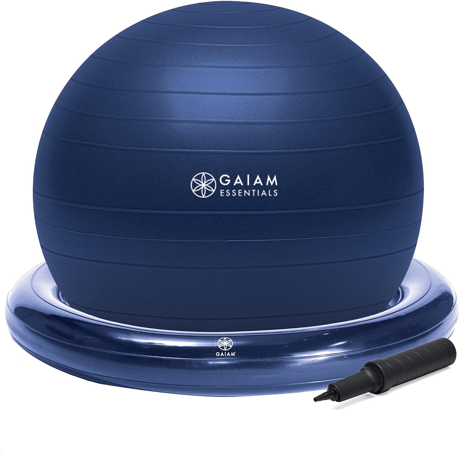 Gaiam Essentials Balance Ball & Base Kit, 65Cm Yoga Ball Chair, Exercise Ball with Inflatable Ring Base for Home or Office Desk, Includes Air Pump