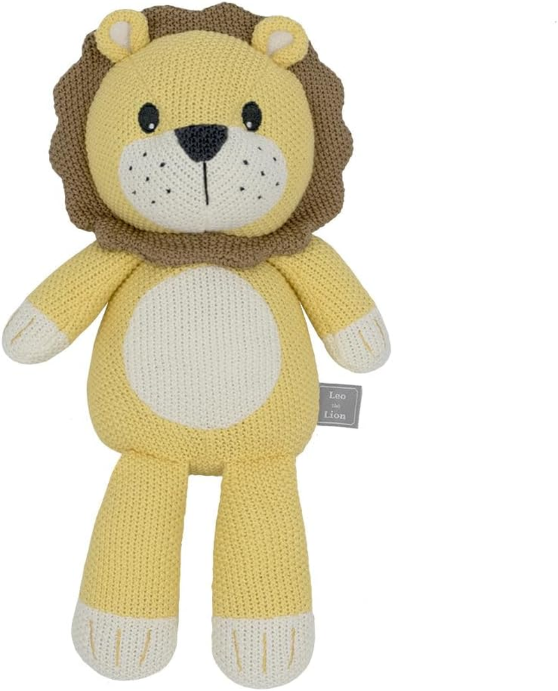 Knitted Toy for Babies Breathable Premium Knit Fabric- 38Cm Large Cotton Stuffed Animal Soft Plushie Rattle for Babies Newborn Baby & Nursery Decor (Lion) image number 5