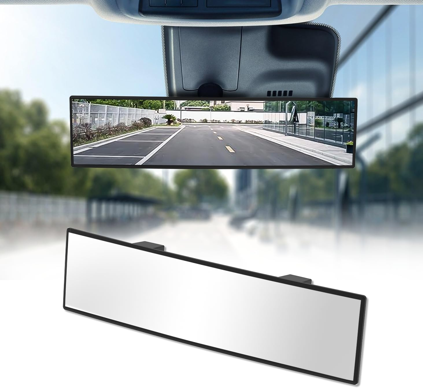 Hmmtyrack Rear View Mirror, Universal 11.81 Inch Panoramic Convex Rearview Mirror