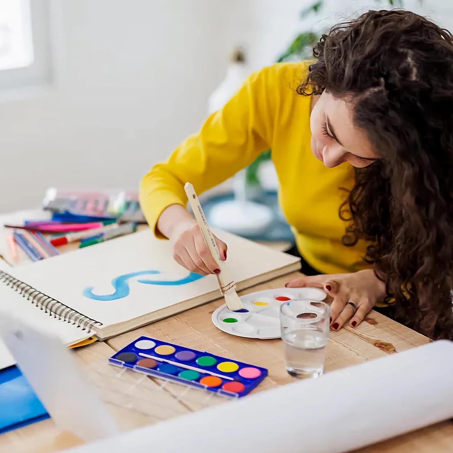 XDT#5249 Hake Artist Paint Brush 3 Piece Set Medium Soft Premium Goat #1.18In #2In #2.95In, Acrylic Oil Watercolor