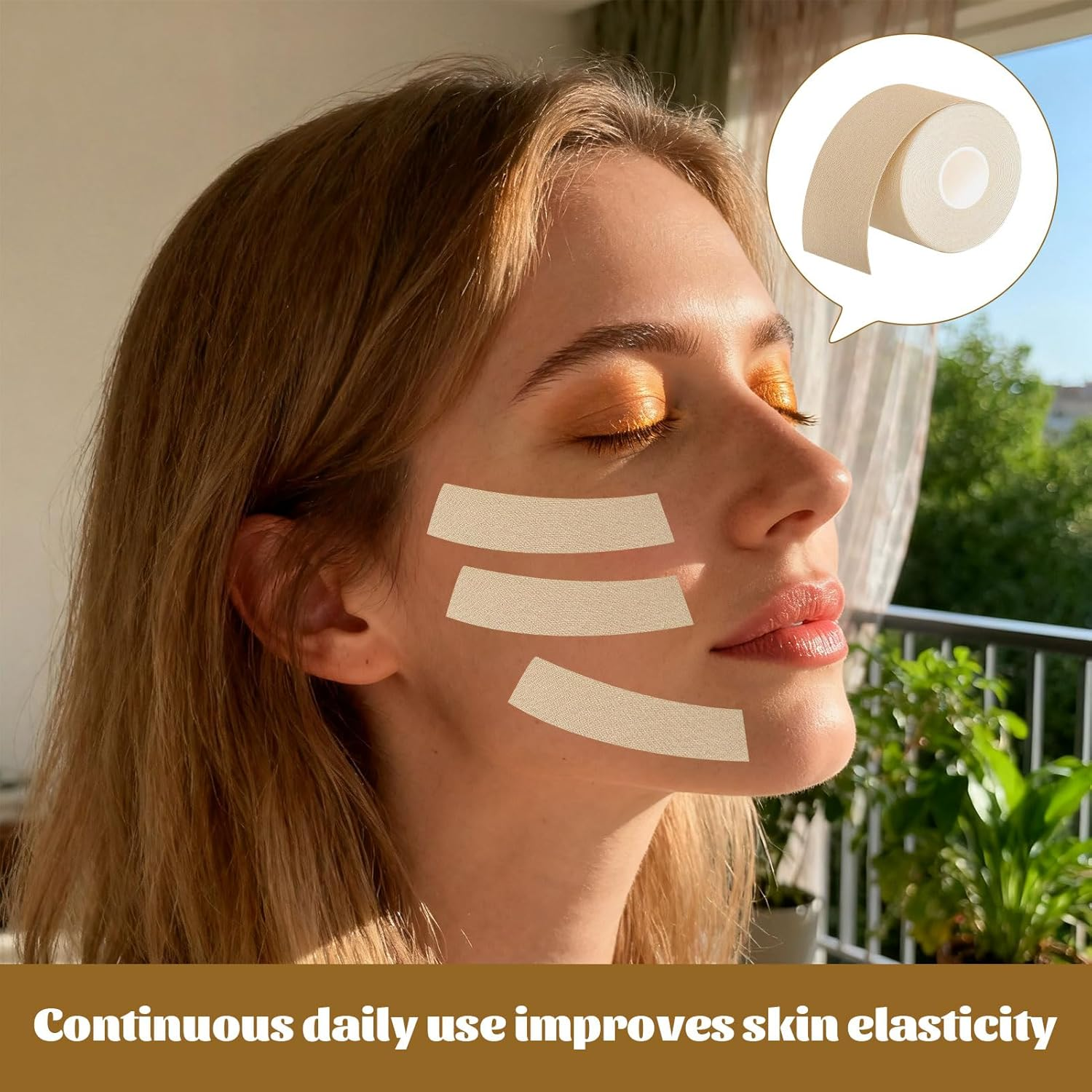 Face Tape for Wrinkles, Kinesiology Tape, Forehead Wrinkle Patches, Natural Kinesiology Strips, Tape for Fine Lines, Wrinkles Reduction, anti Wrinkle Patches, Sagging Skin, Crow'S Feet(2.5Cm X 5M) image number 1