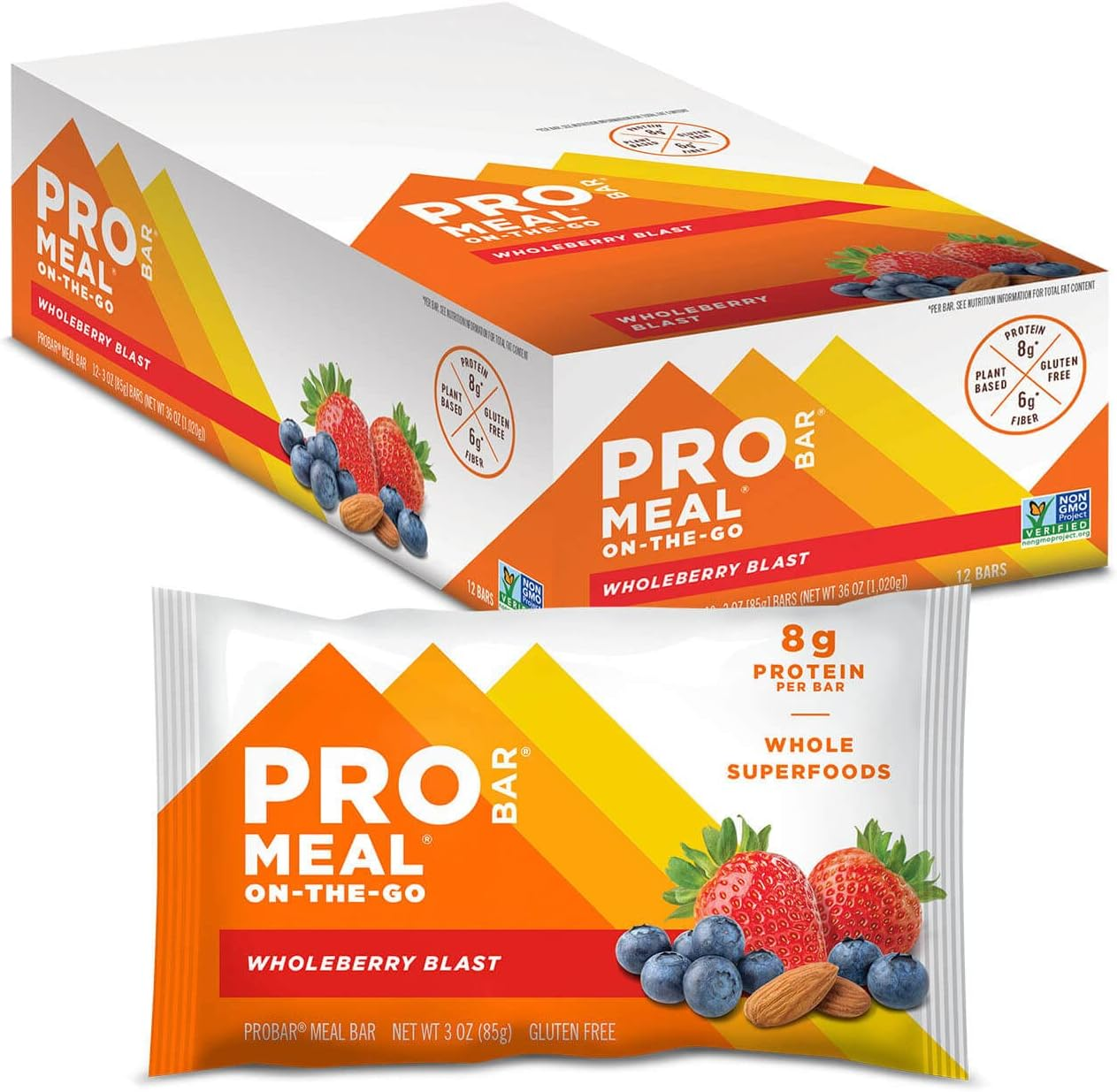 PROBAR - Meal Bar - Wholeberry Blast - 8G Protein, 5G Fiber, & Non-Gmo - Pack of 12 image number 1