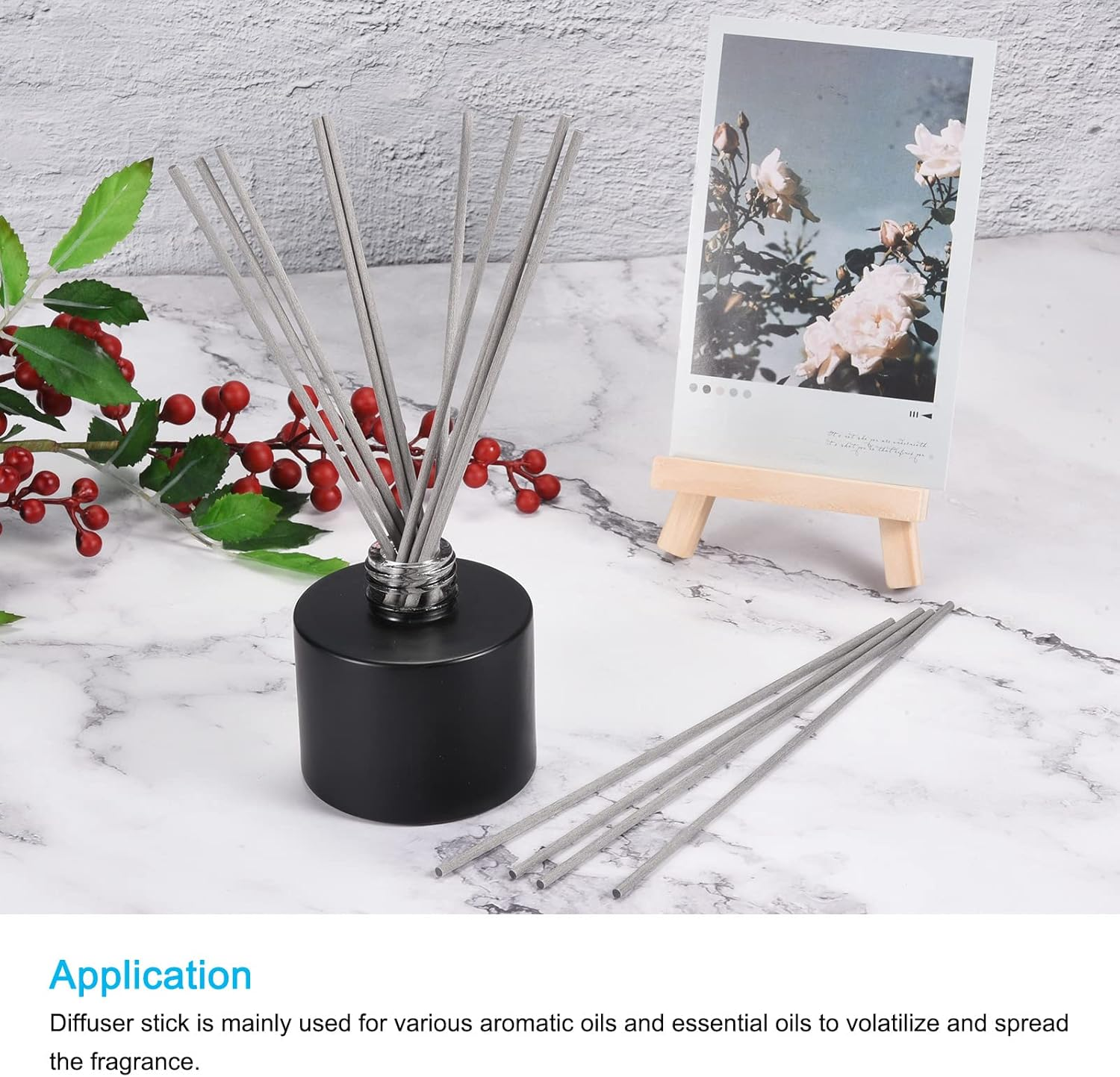 Sourcing Map Fiber Reed Diffuser Sticks 7.9" X3Mm for Aroma Fragrance Essential Oil, Grey Pack of 50 image number 4