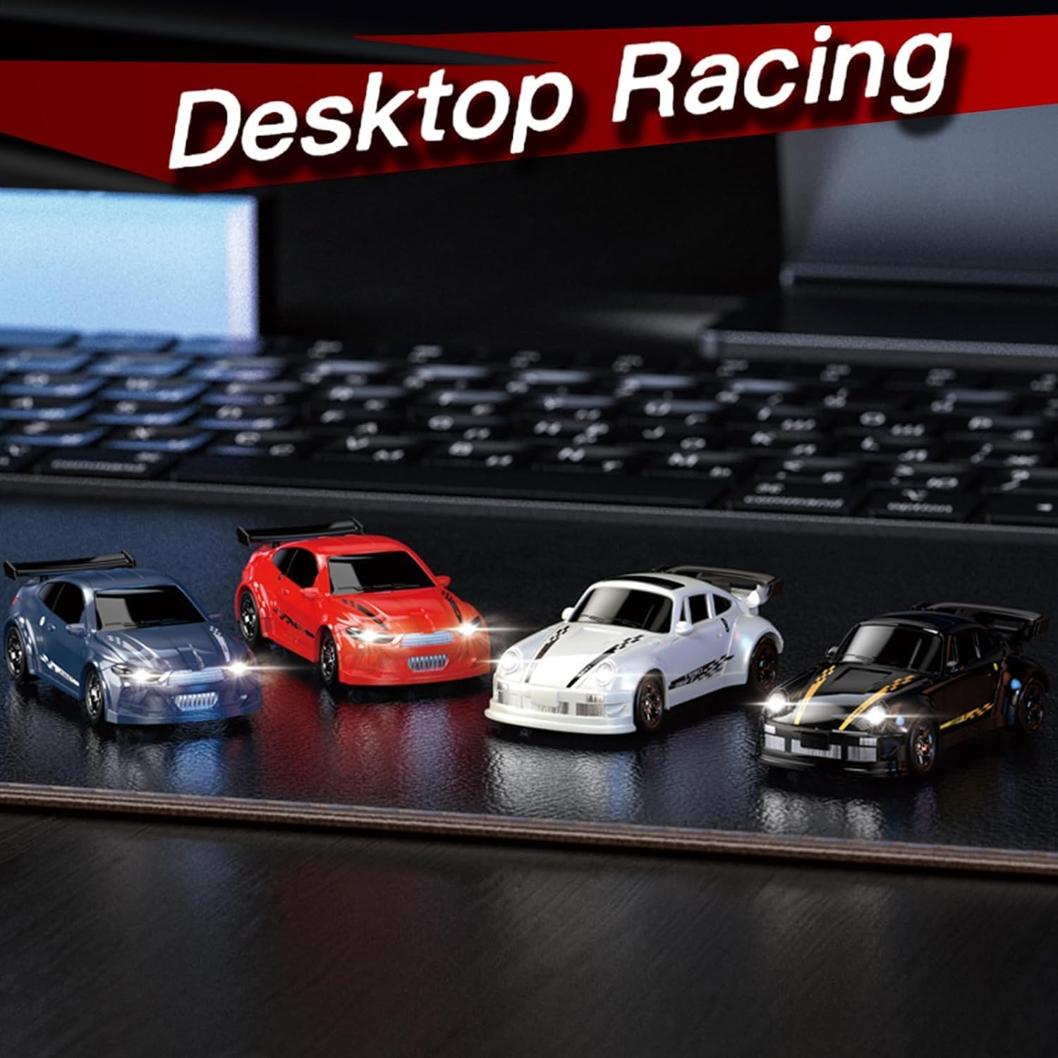 Mini 4WD Remote Control Drift Car,1:64 Hand Racing Car,2.4G Stepless Speed Remote Control Car,Simulation Front and Rear Lights,Suitable for Kids Adults Gift Toys (Black) image number 3