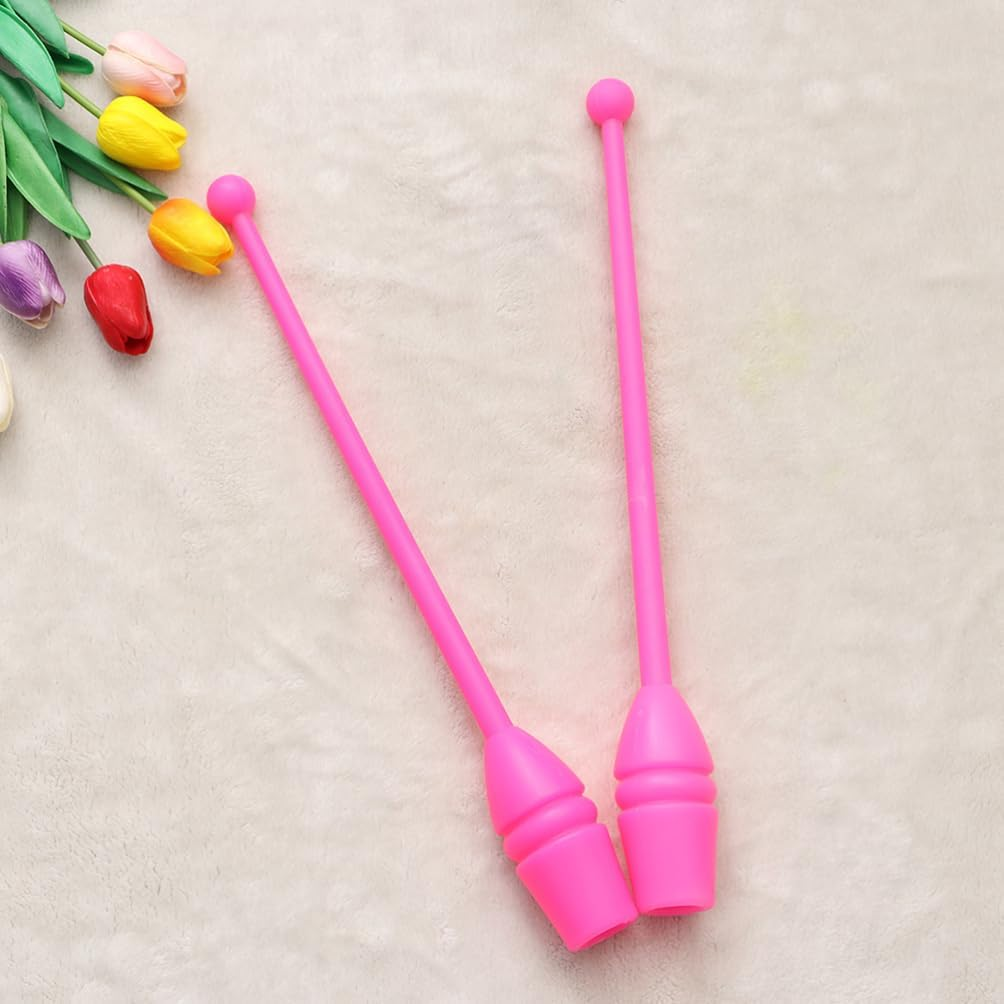 Milisten 1Pair Colored Artistic Gymnastics Stick Adult Boy Girl Dance Sticks for Rhythmic Gymnastics Performing Training and Fitness Activities Pink image number 5
