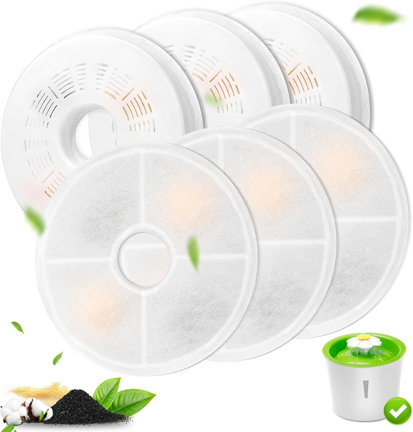 Vindox Cat Fountain Filter, 8 Pack, Compatible with 3L Fountain, Activated Carbon & Ion Exchange Resin, Removes Impurities & Odours, Keeps Pets Healthy image number 4